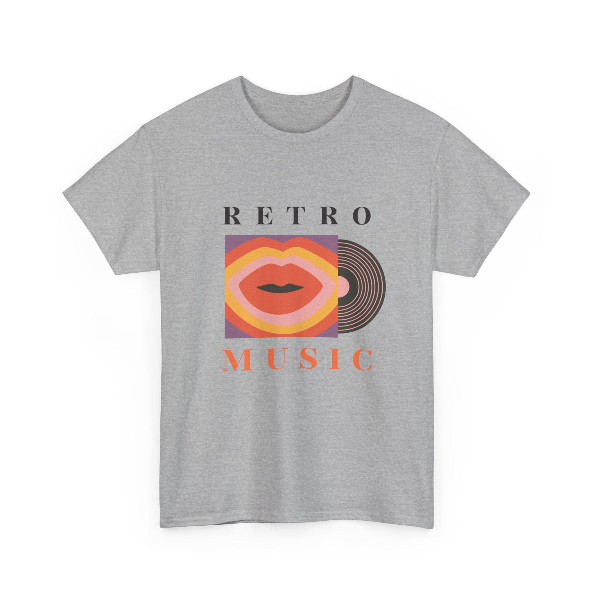 Retro Music Unisex Heavy Cotton Tee - Vintage Vinyl Design