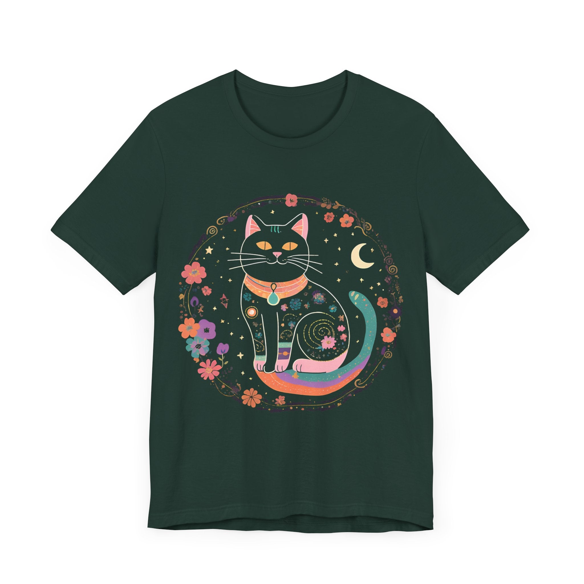 Colorful Cat Graphic Tee - Whimsical Unisex Jersey Shirt for Cat Lovers