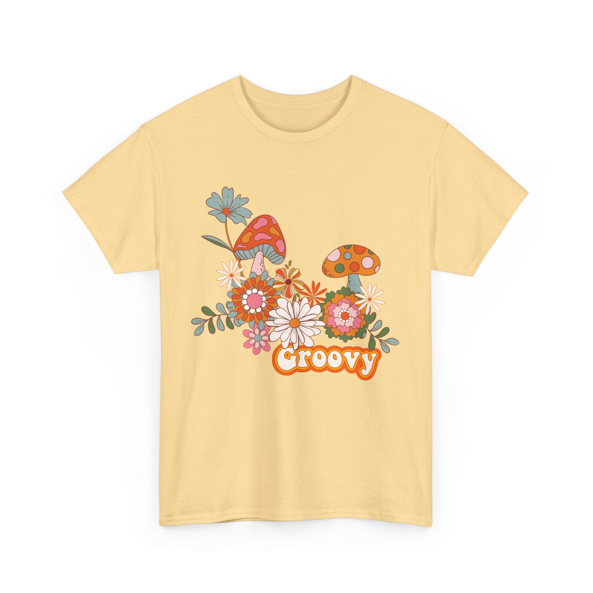 Groovy Floral Unisex Heavy Cotton Tee - Retro Summer Vibes