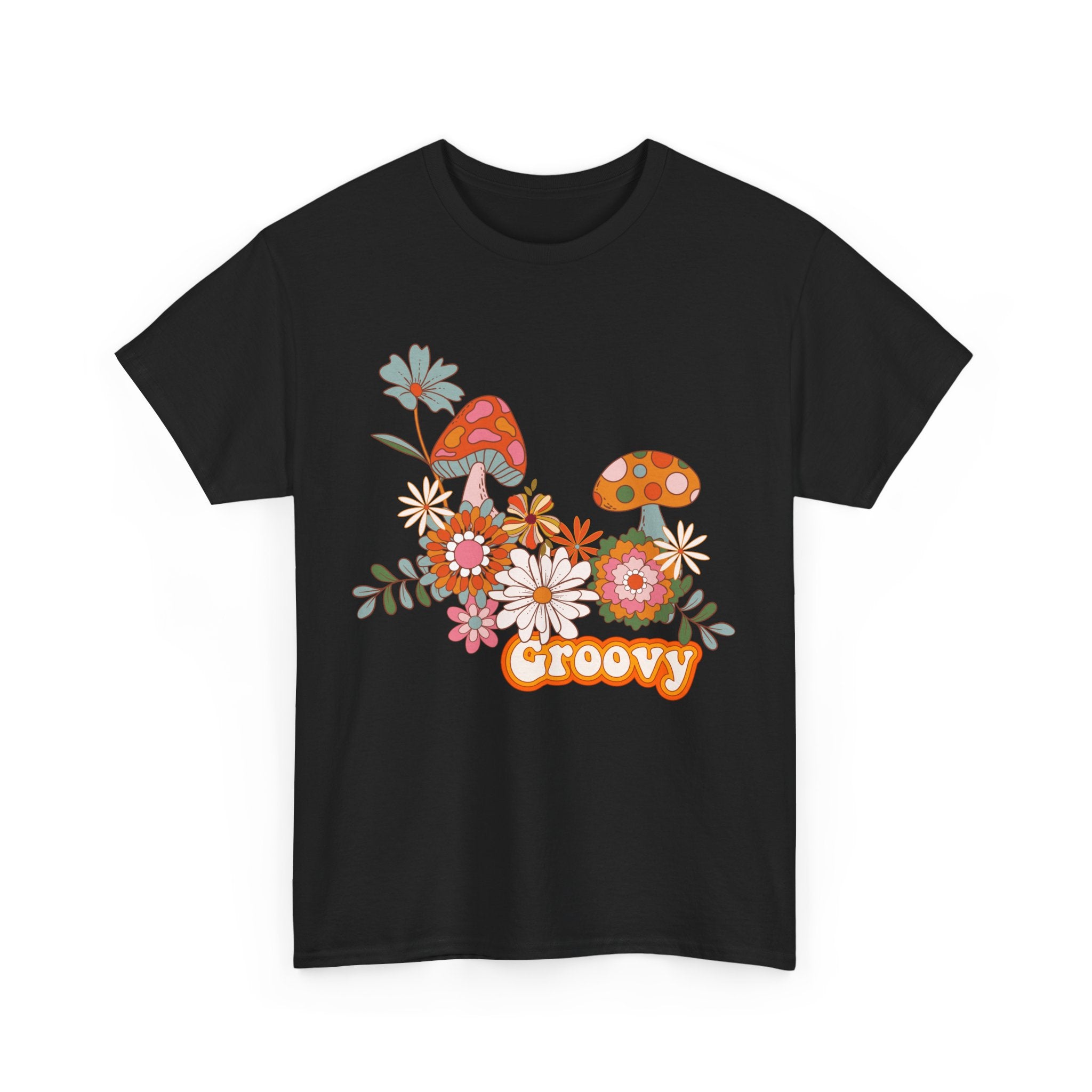 Groovy Floral Unisex Heavy Cotton Tee - Retro Summer Vibes