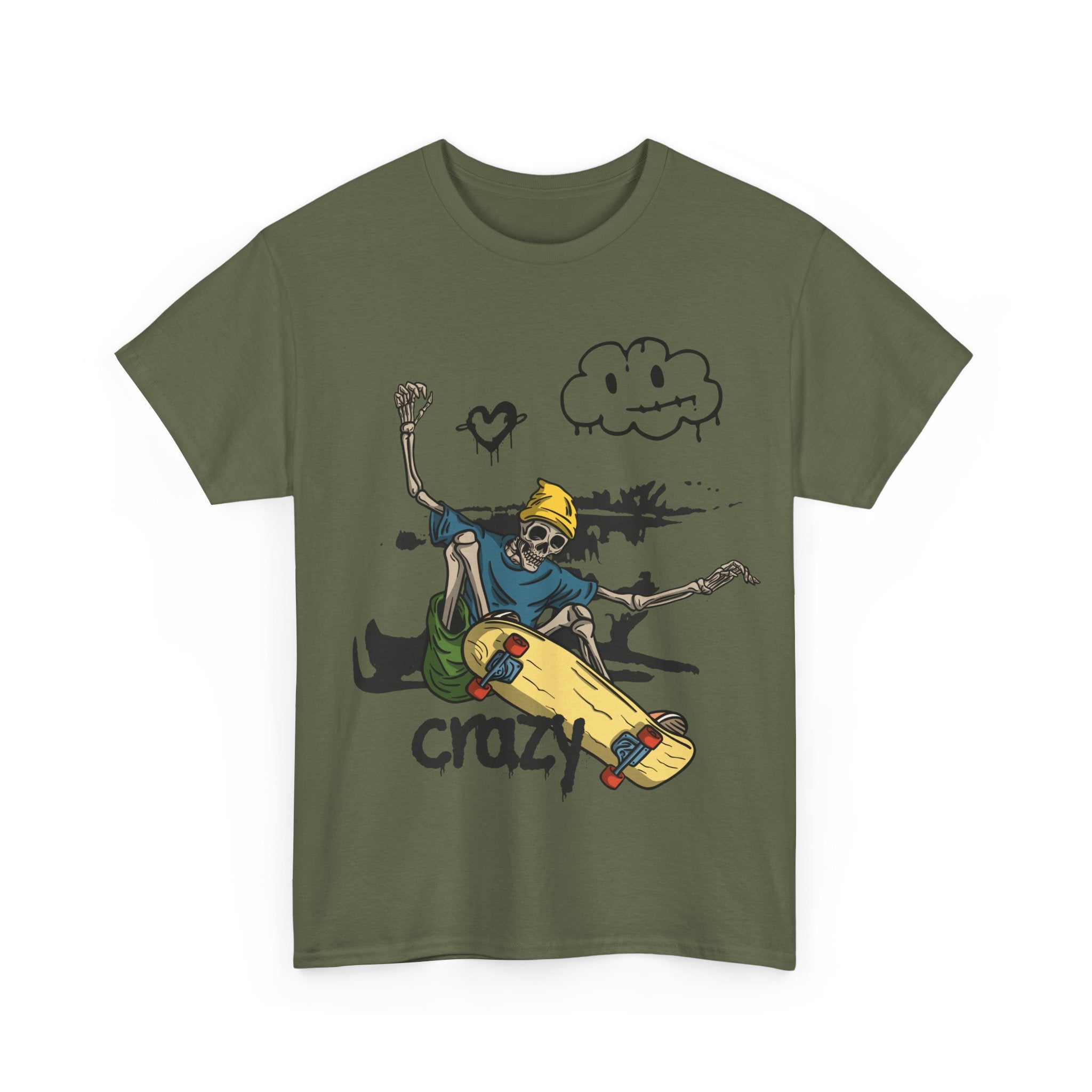 Skateboarder Skeleton - Crazy Vibes Tee for Skate Lovers