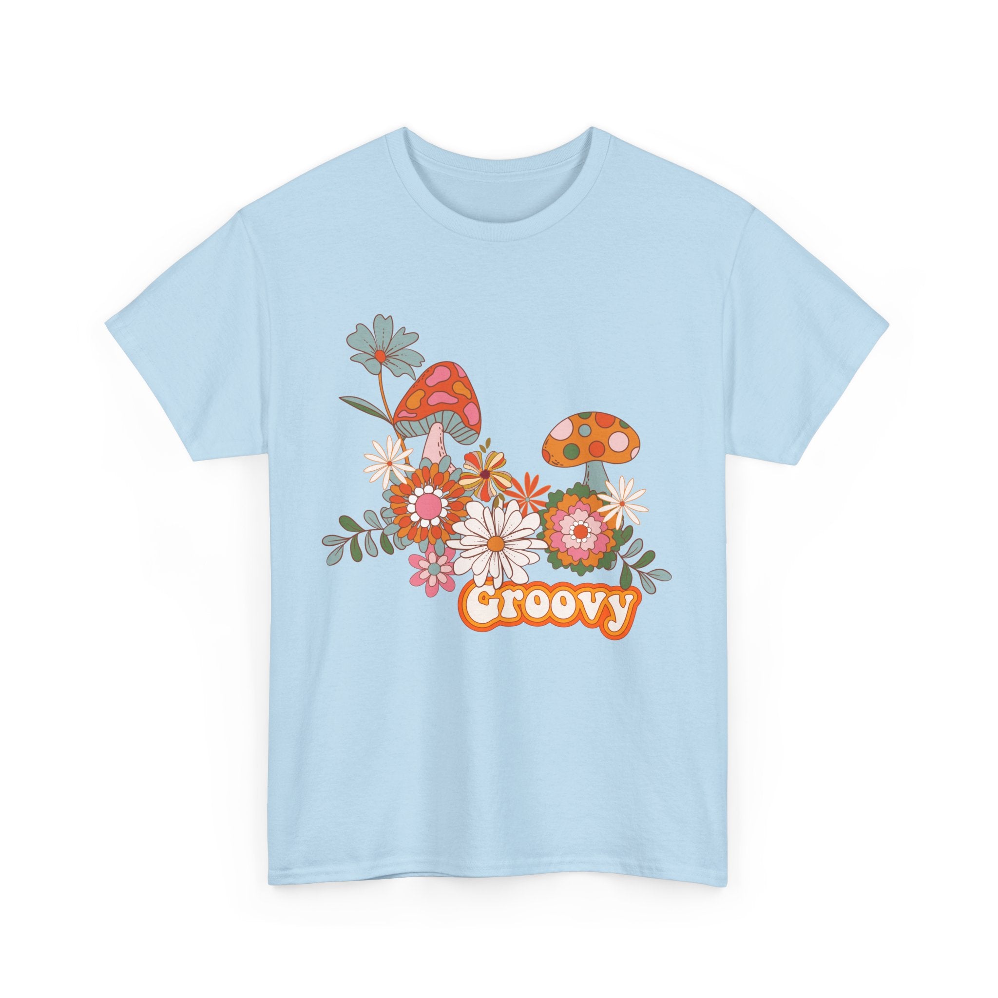Groovy Floral Unisex Heavy Cotton Tee - Retro Summer Vibes
