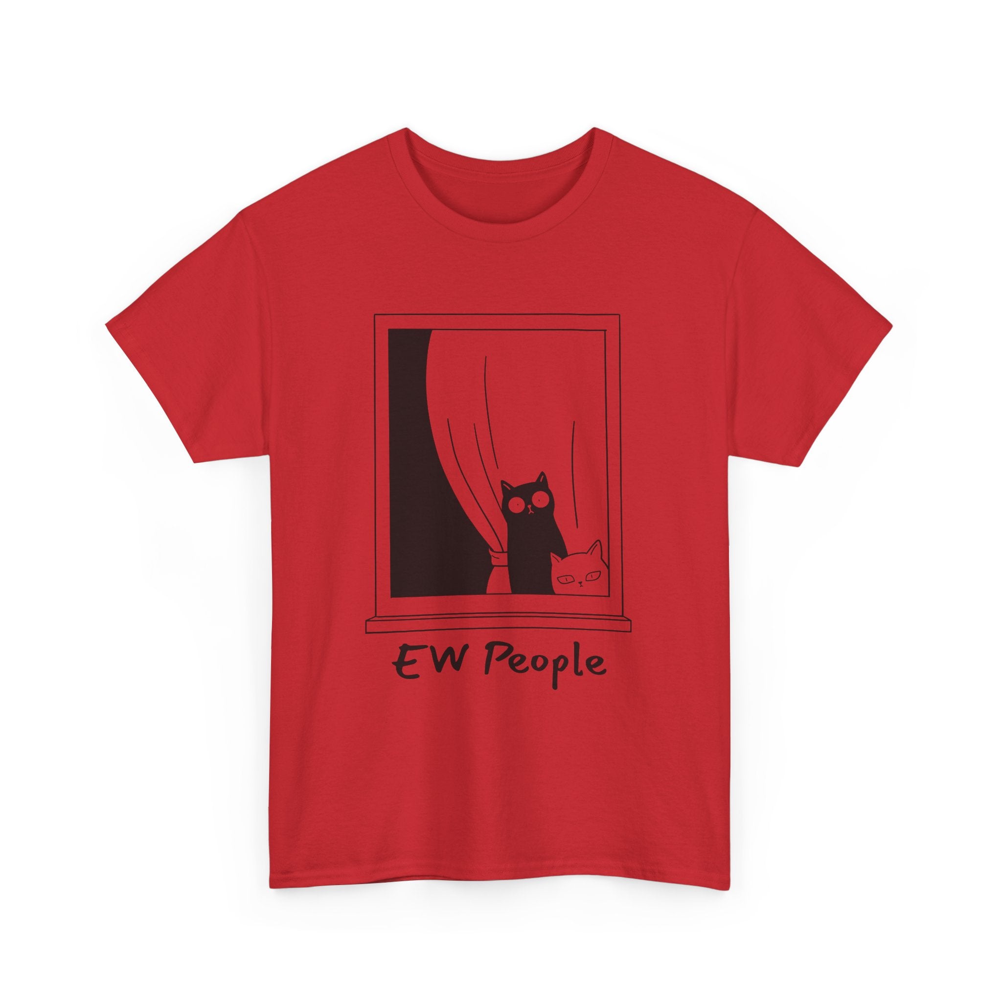 Funny Cat Tee "EW People" Unisex Heavy Cotton Shirt for Cat Lovers