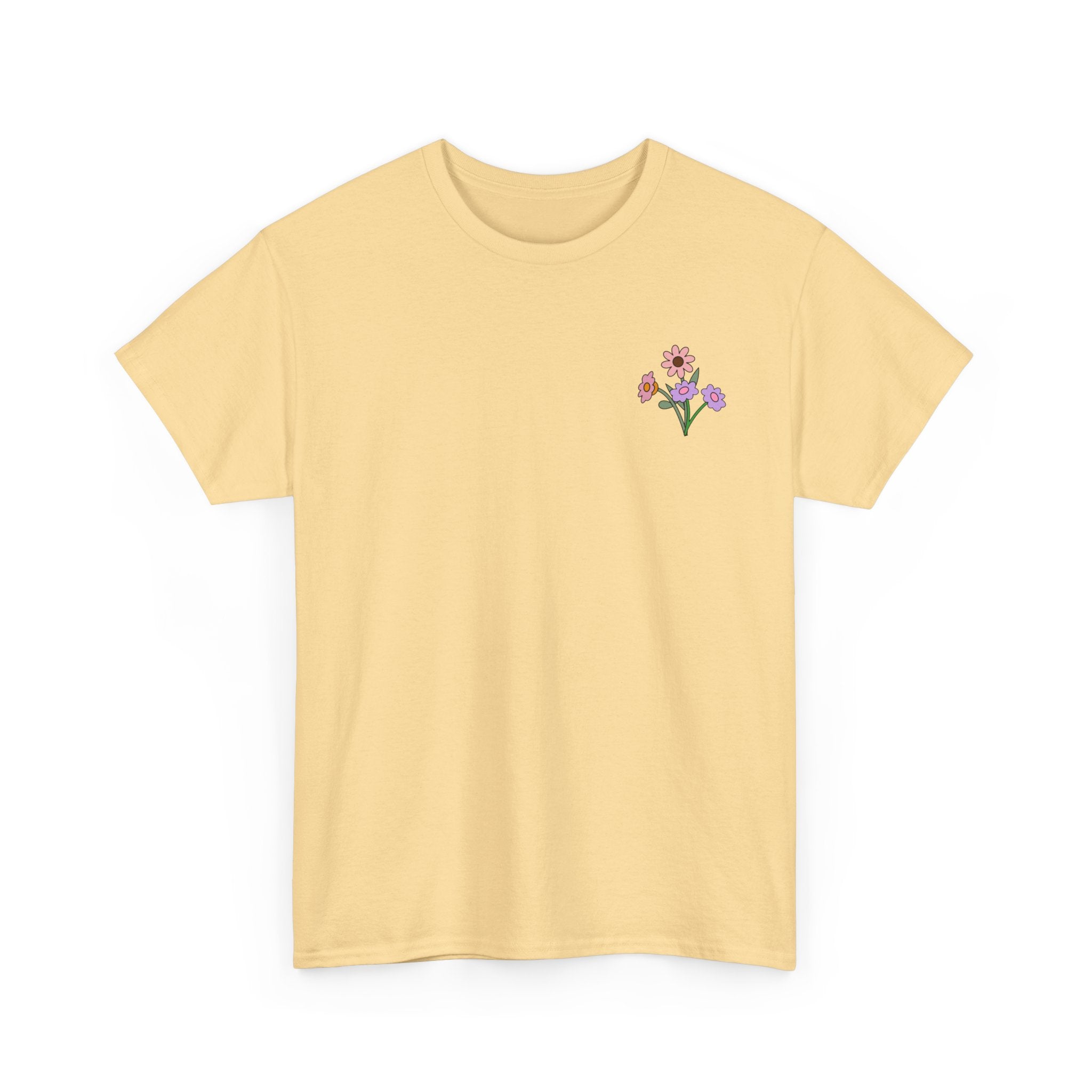 Floral Embroidered Unisex Heavy Cotton Tee - Comfortable Casual Wear
