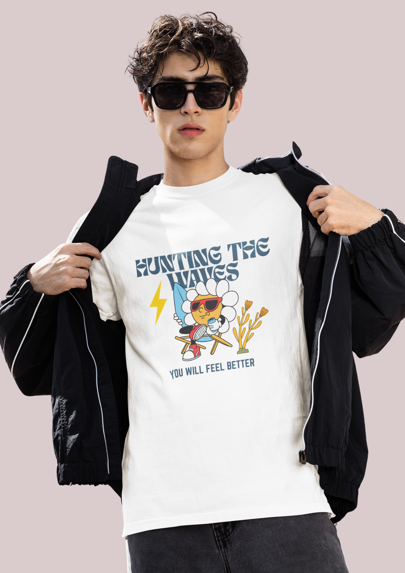 Hunting The Waves Graphic - Feel Better in Style-Surf Vibes Unisex Jersey T-shirt