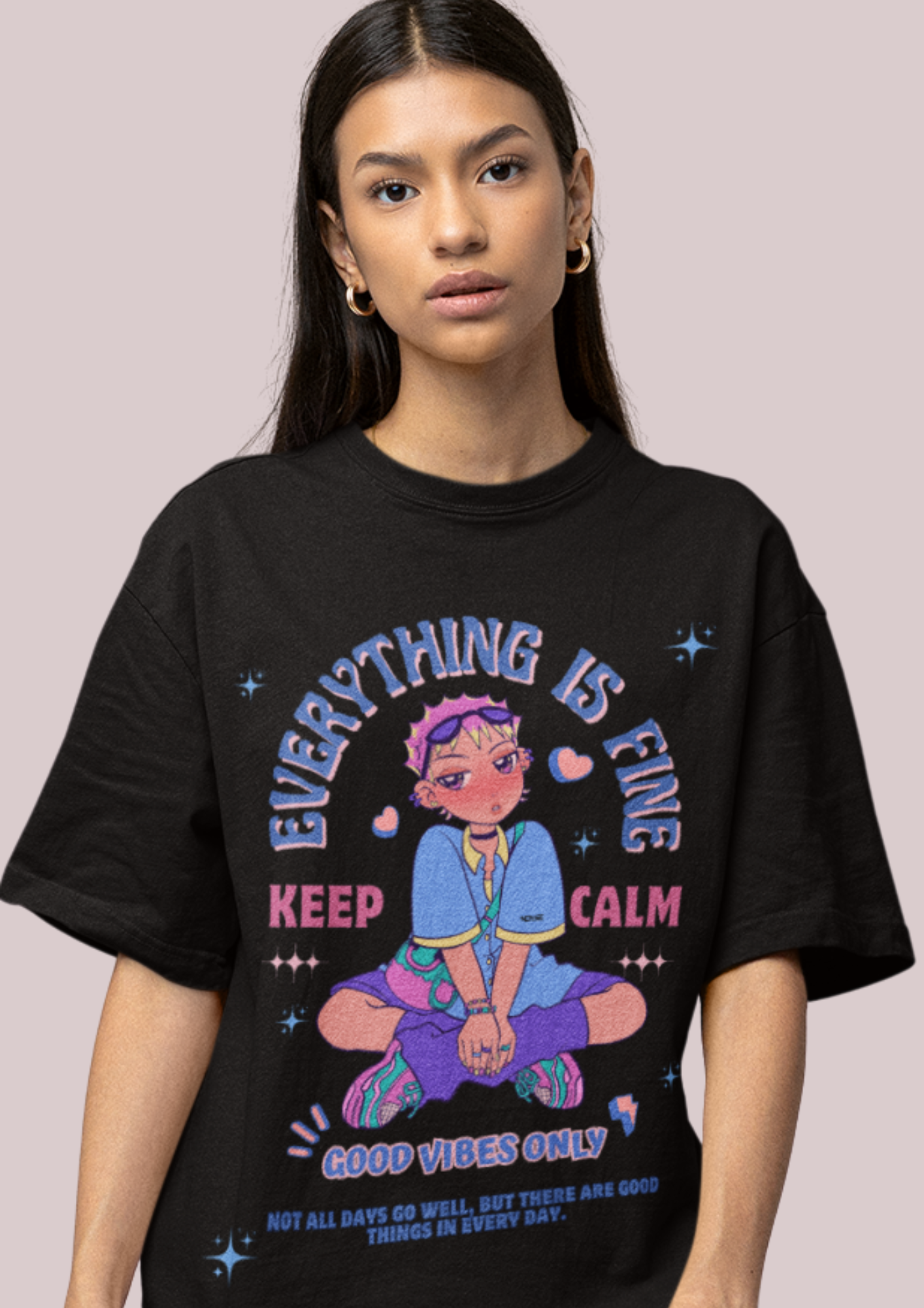 Everything is Fine. Graphic Tee for Good Vibes, T-Shirt
