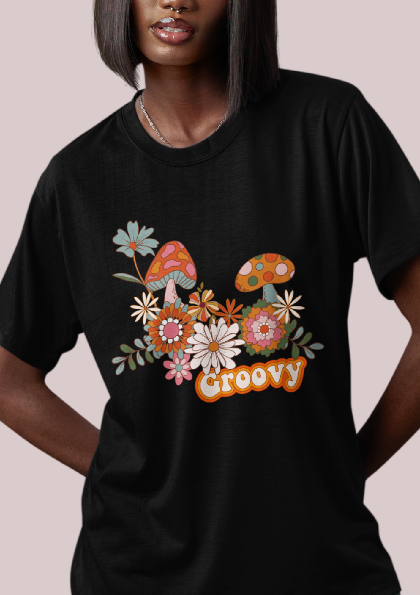 Groovy Floral Unisex Heavy Cotton Tee - Retro Summer Vibes