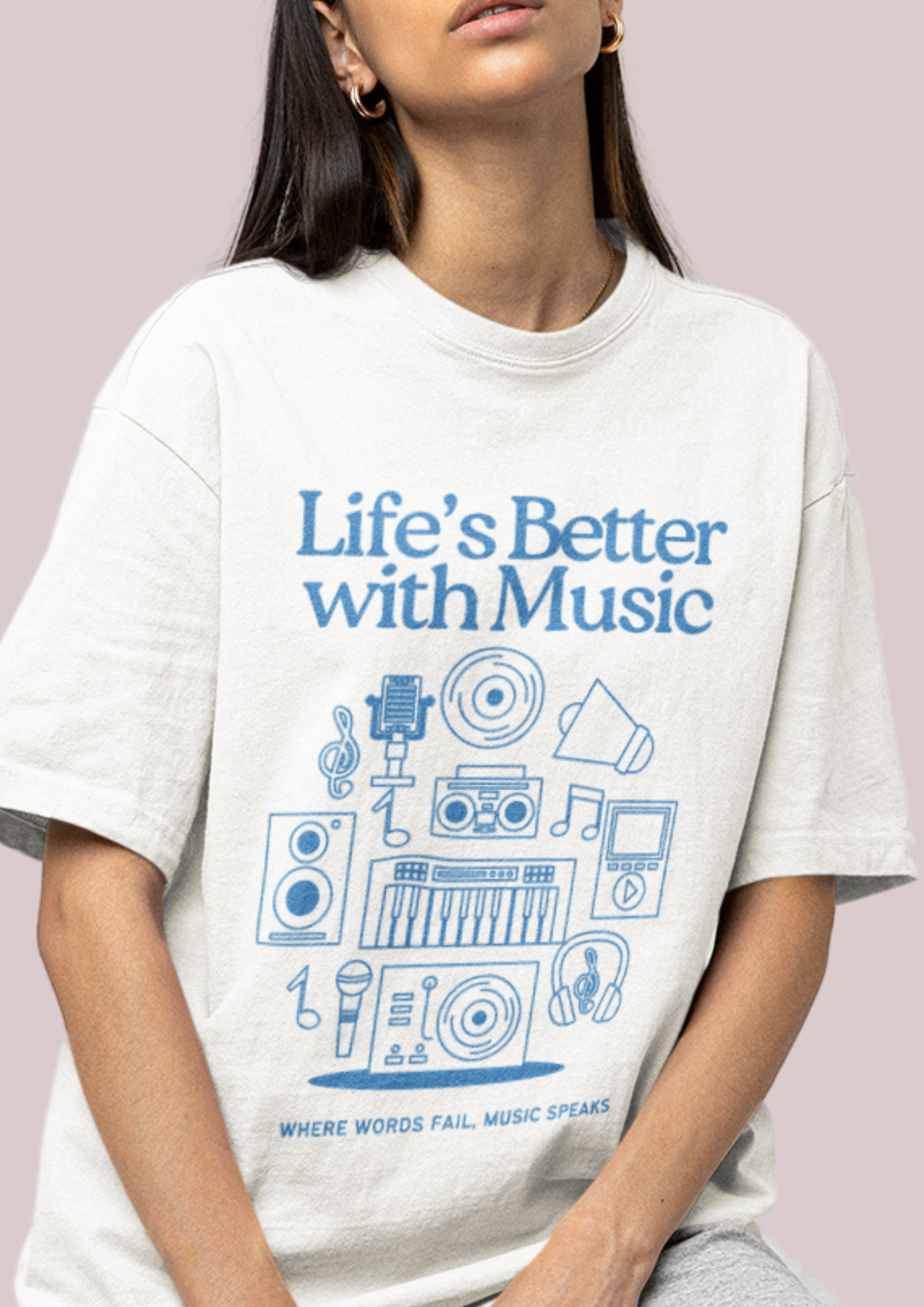 "Life's Better with Music" Music Lovers Unisex Heavy Cotton Tee -