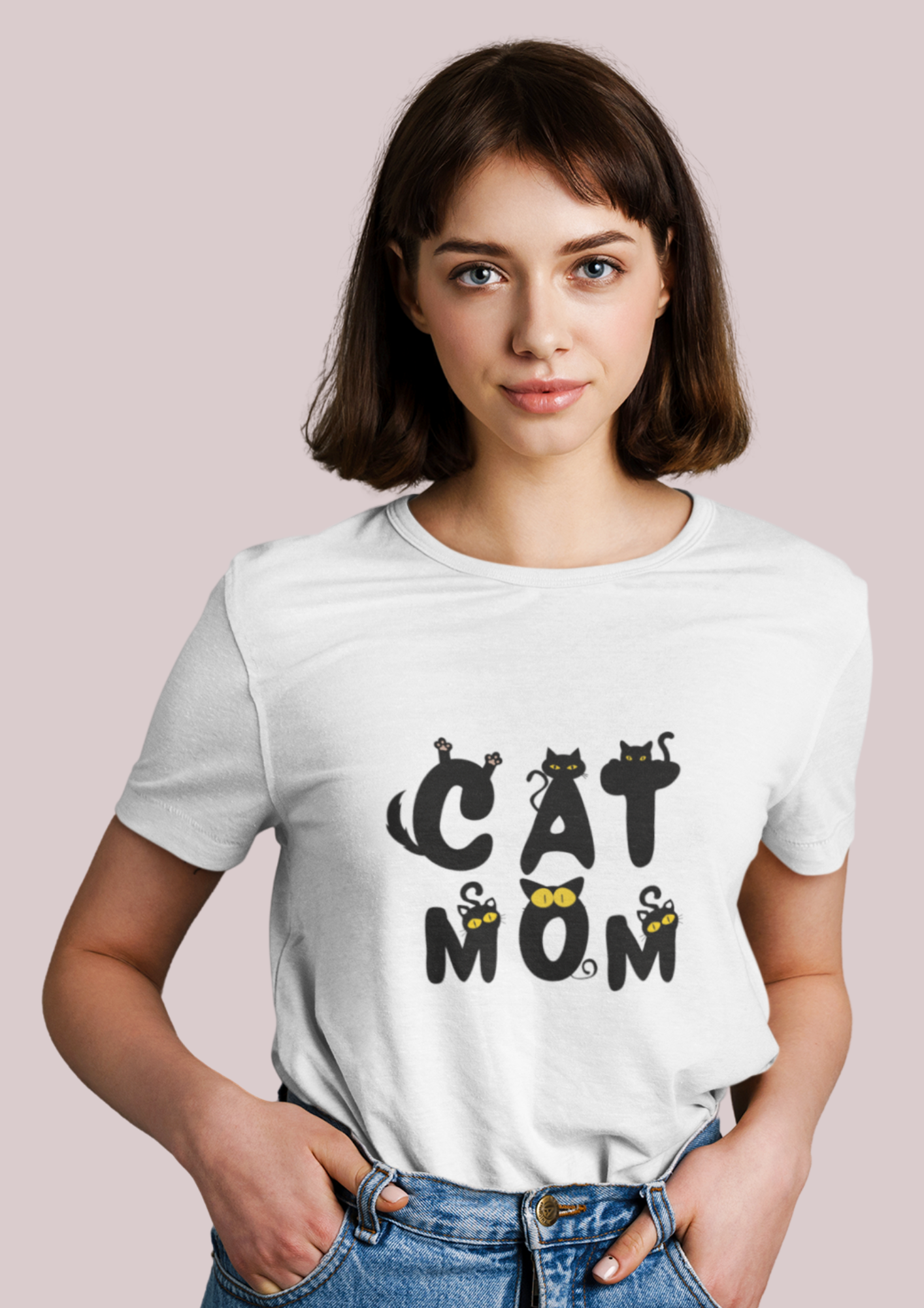 Cat Mom Unisex Heavy Cotton Tee - Perfect Gift for Cat Lovers