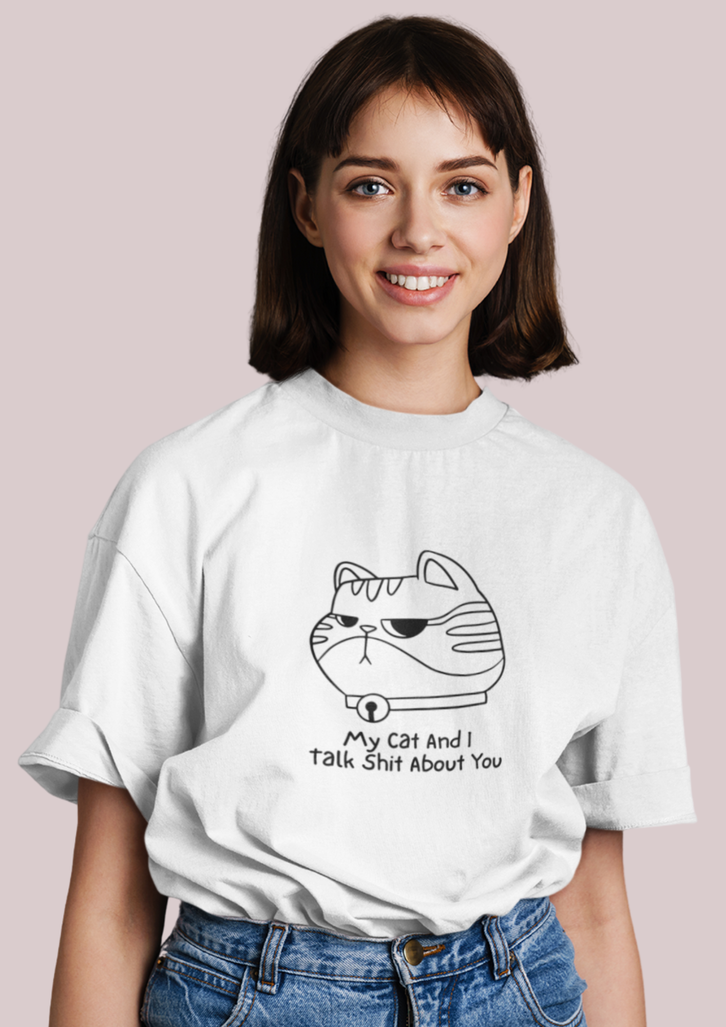 Funny Cat Tee 'My Cat And I Talk Shit About You' Unisex Heavy Cotton T-Shirt