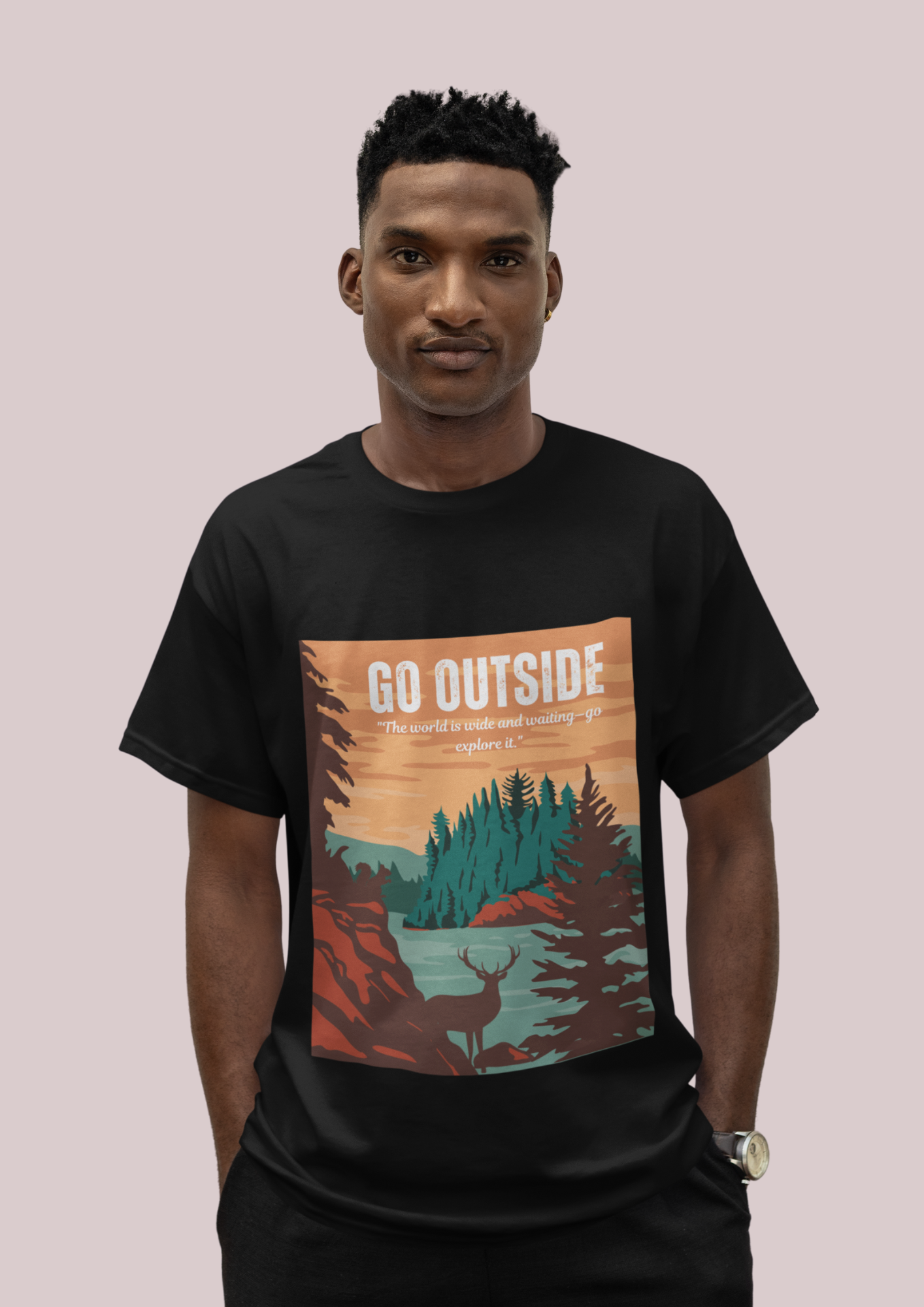 Adventure-Inspired Unisex Heavy Cotton Tee - "Go Outside" Graphic