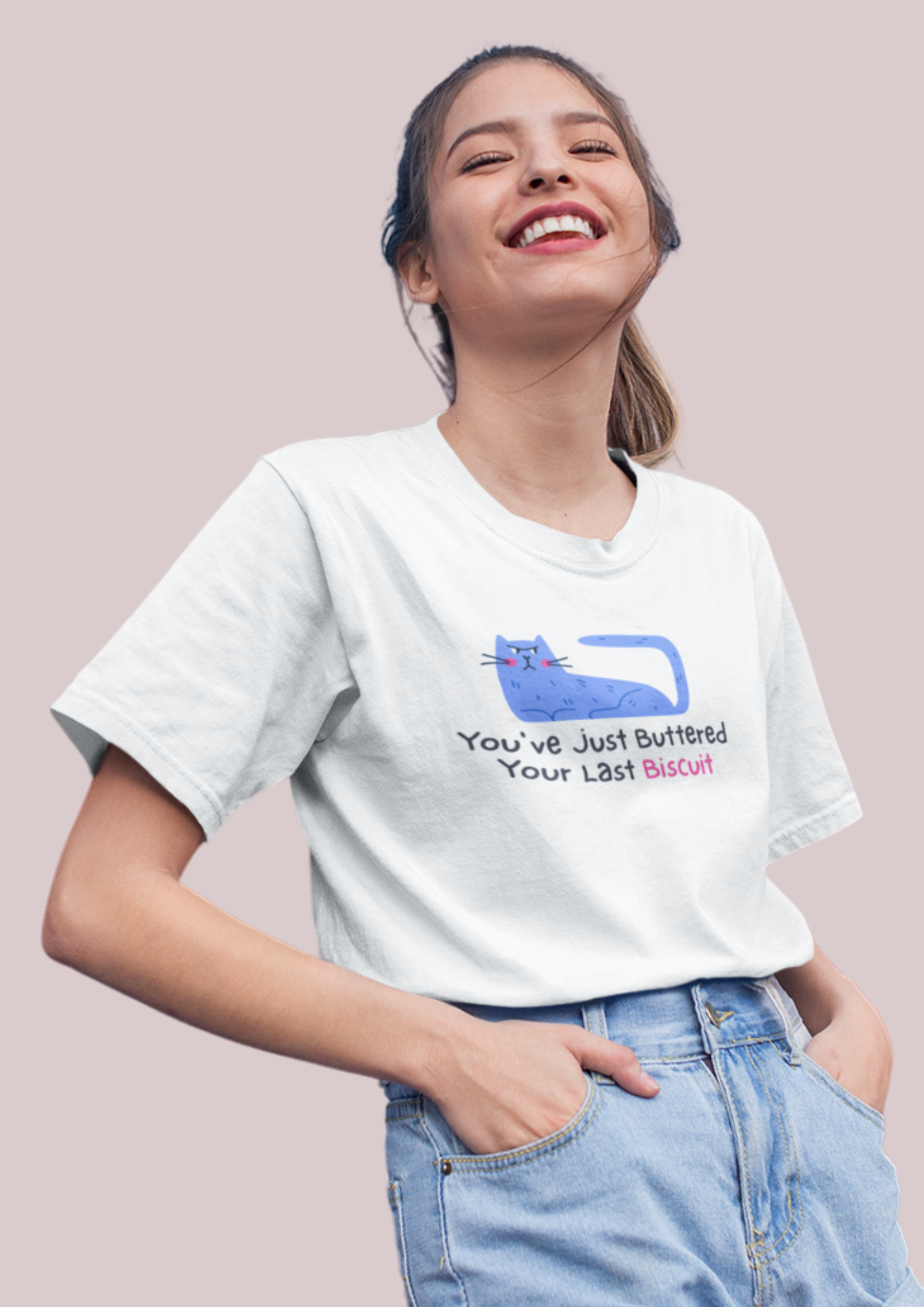 You've Just Buttered Your Last Biscuit. Funny Cat Unisex Heavy Cotton Tee