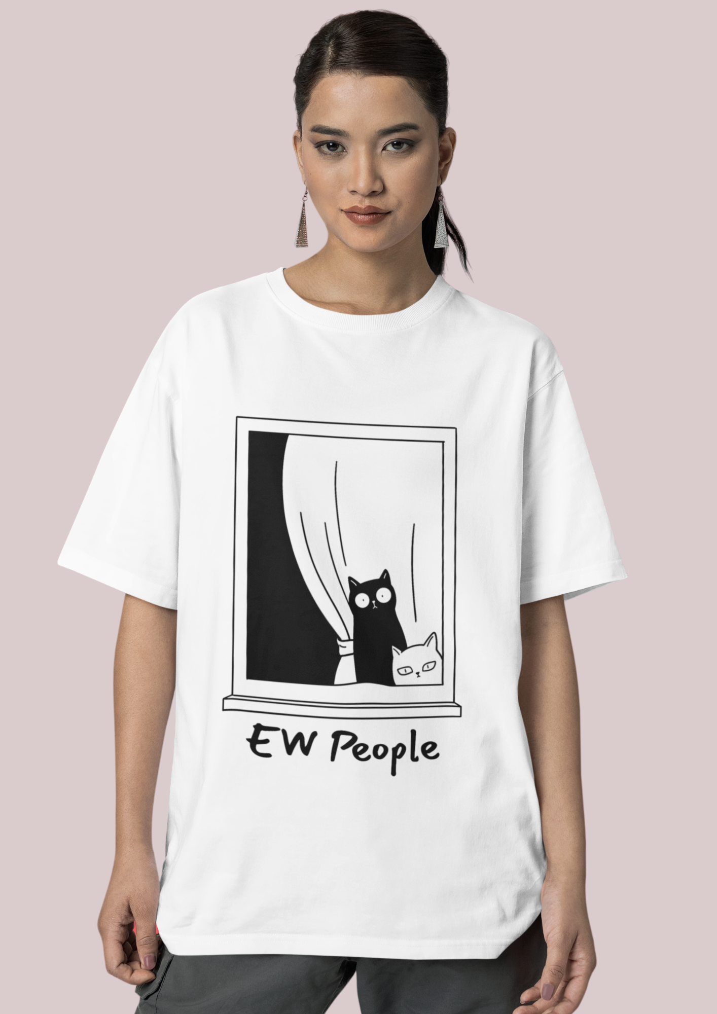 Funny Cat Tee "EW People" Unisex Heavy Cotton Shirt for Cat Lovers