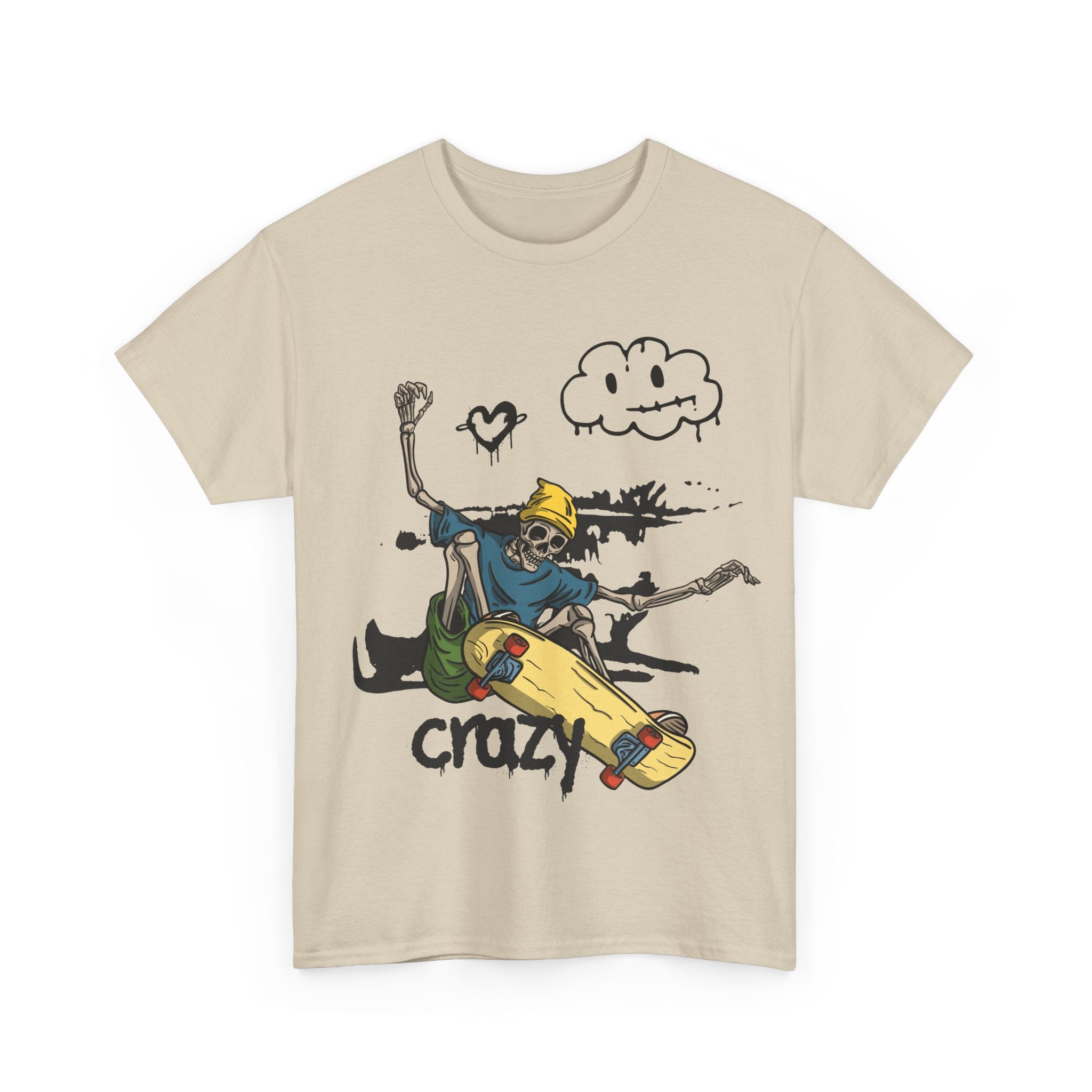 Skateboarder Skeleton - Crazy Vibes Tee for Skate Lovers