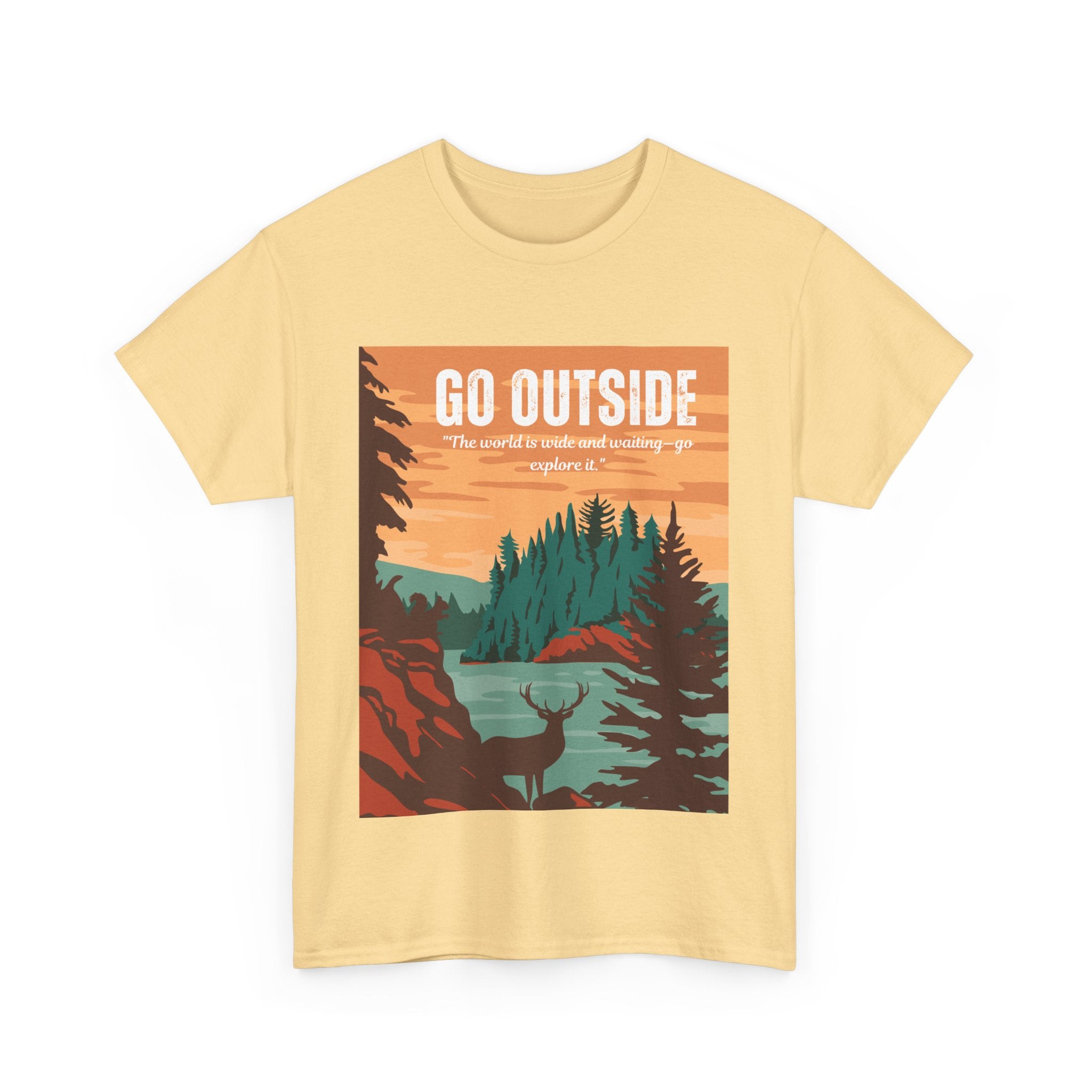 Adventure-Inspired Unisex Heavy Cotton Tee - "Go Outside" Graphic