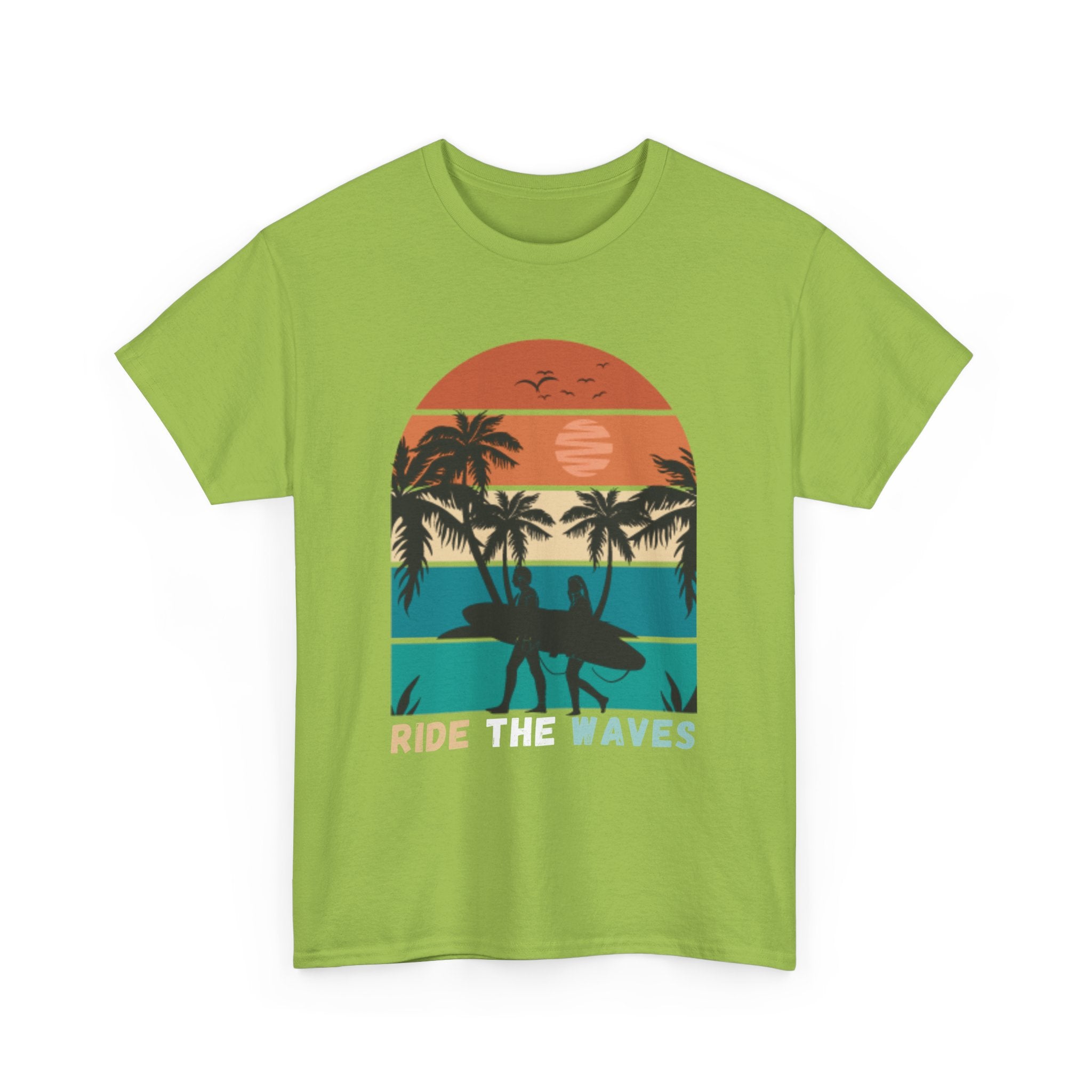 Ride The Waves Unisex Heavy Cotton Tee - Surf Vibe Shirt