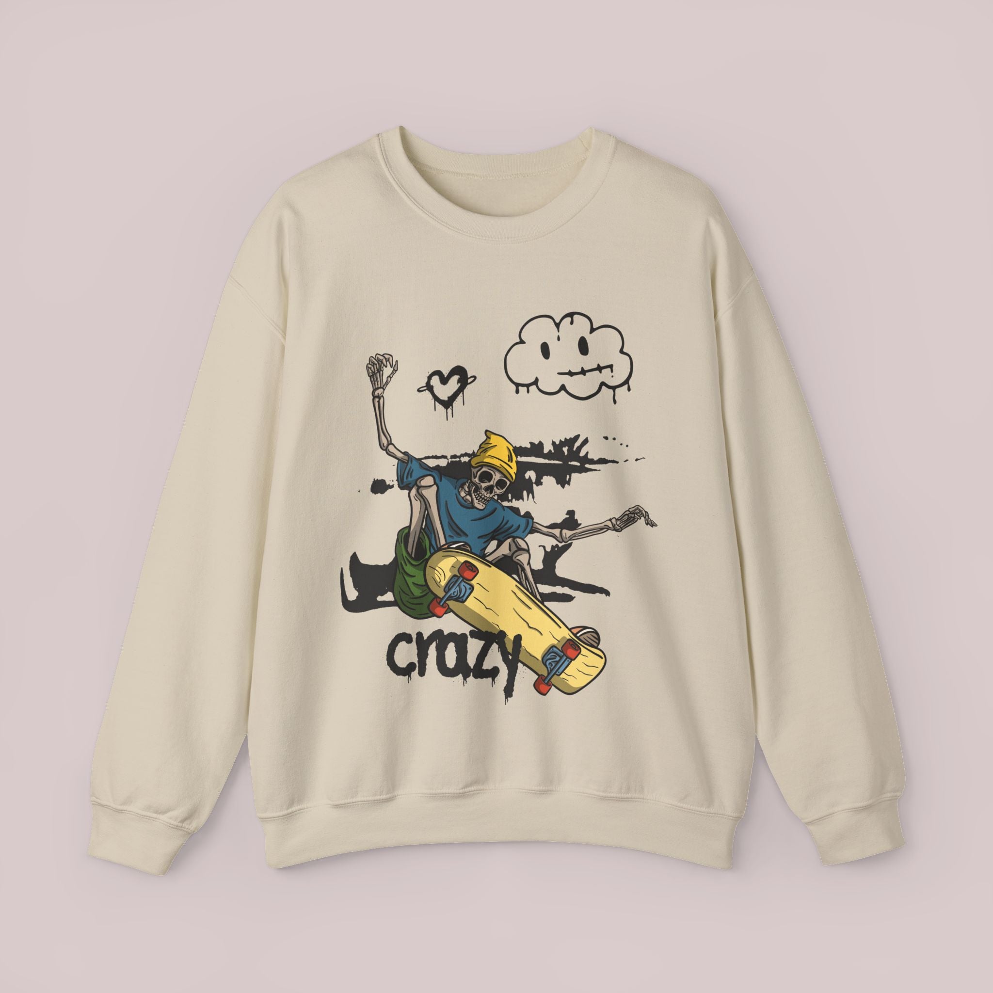 Skateboarder Graphic Sweatshirt, Unisex Crewneck Sweatshirt, Trendy Streetwear, Gift for Skaters, Casual Layering, Perfect for Fall