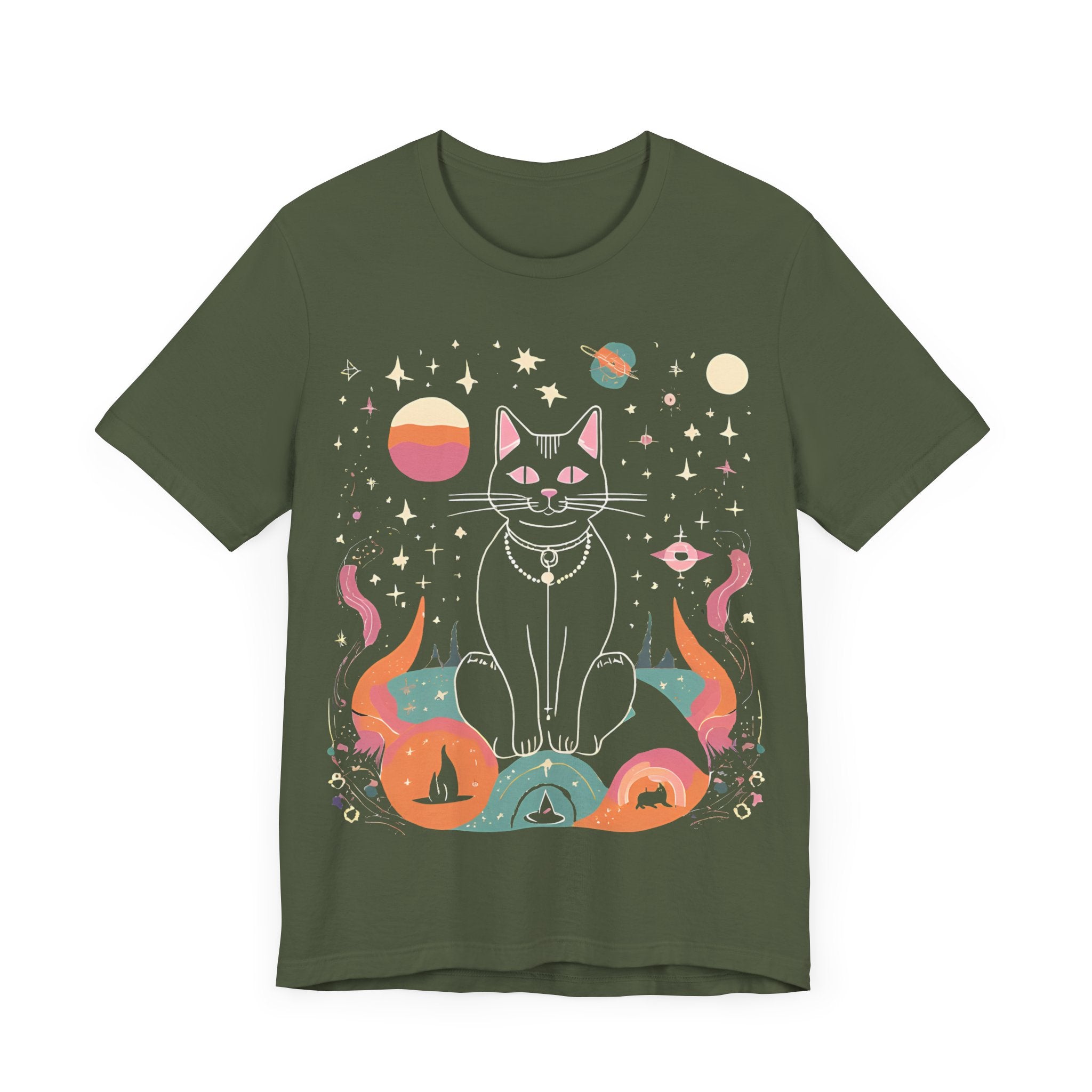 Cosmic Cat Unisex Jersey Tee - Celestial Universe Design