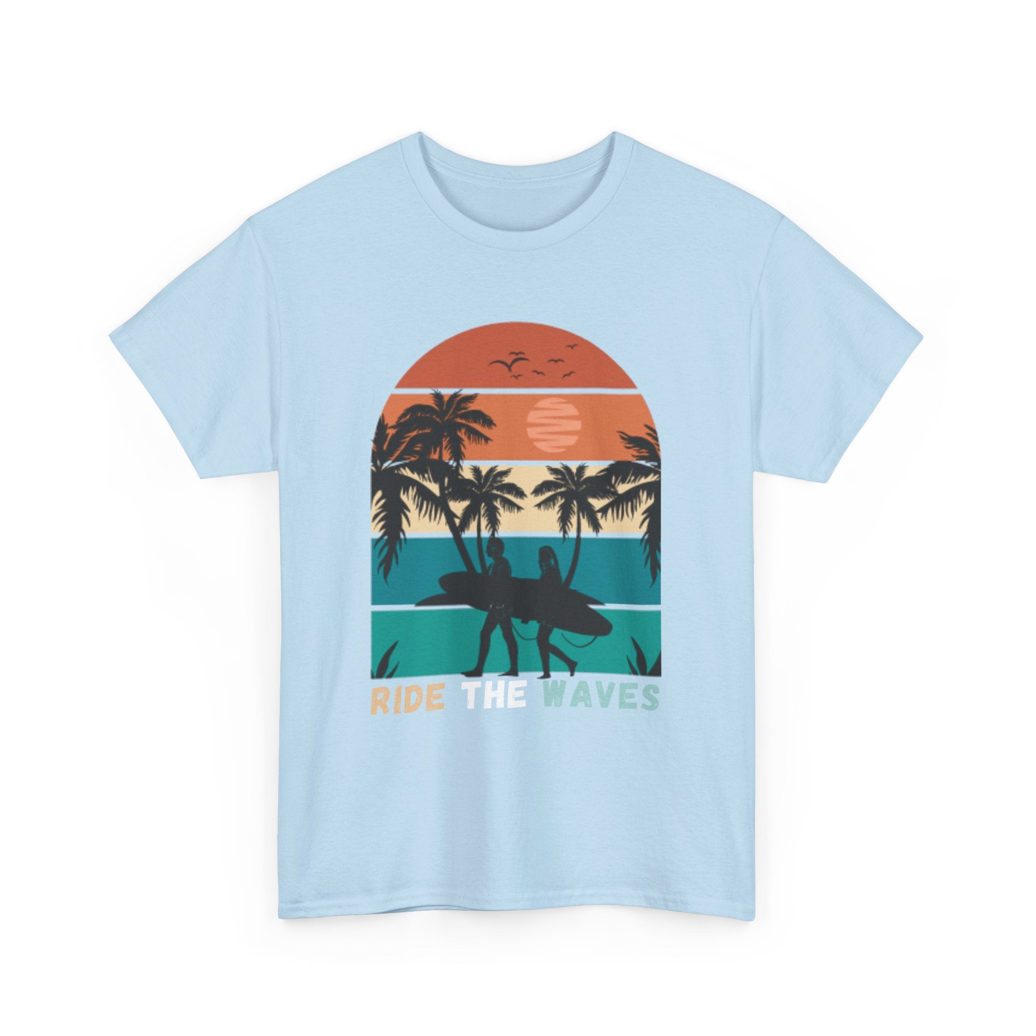 Ride The Waves Unisex Heavy Cotton Tee - Surf Vibe Shirt