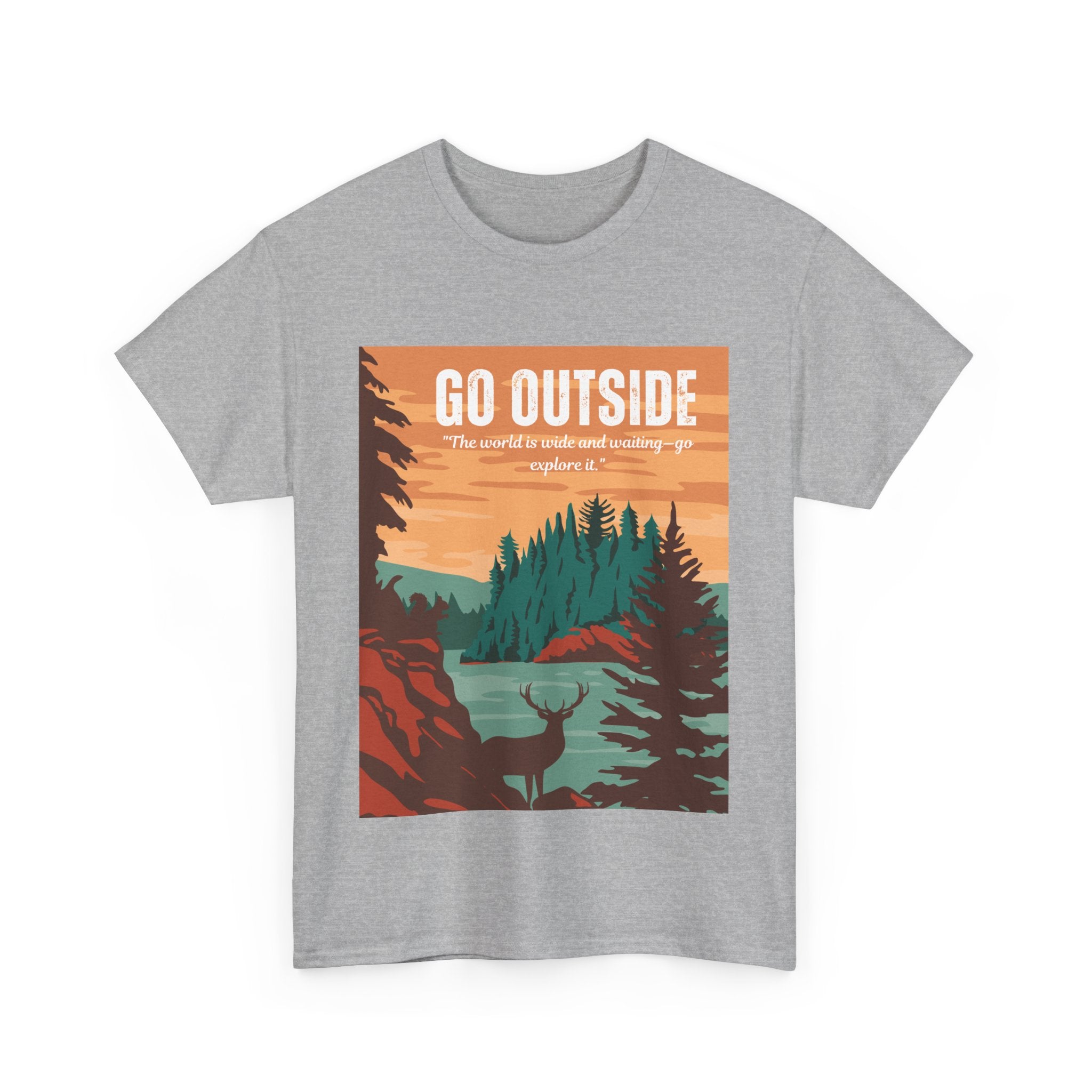 Adventure-Inspired Unisex Heavy Cotton Tee - "Go Outside" Graphic