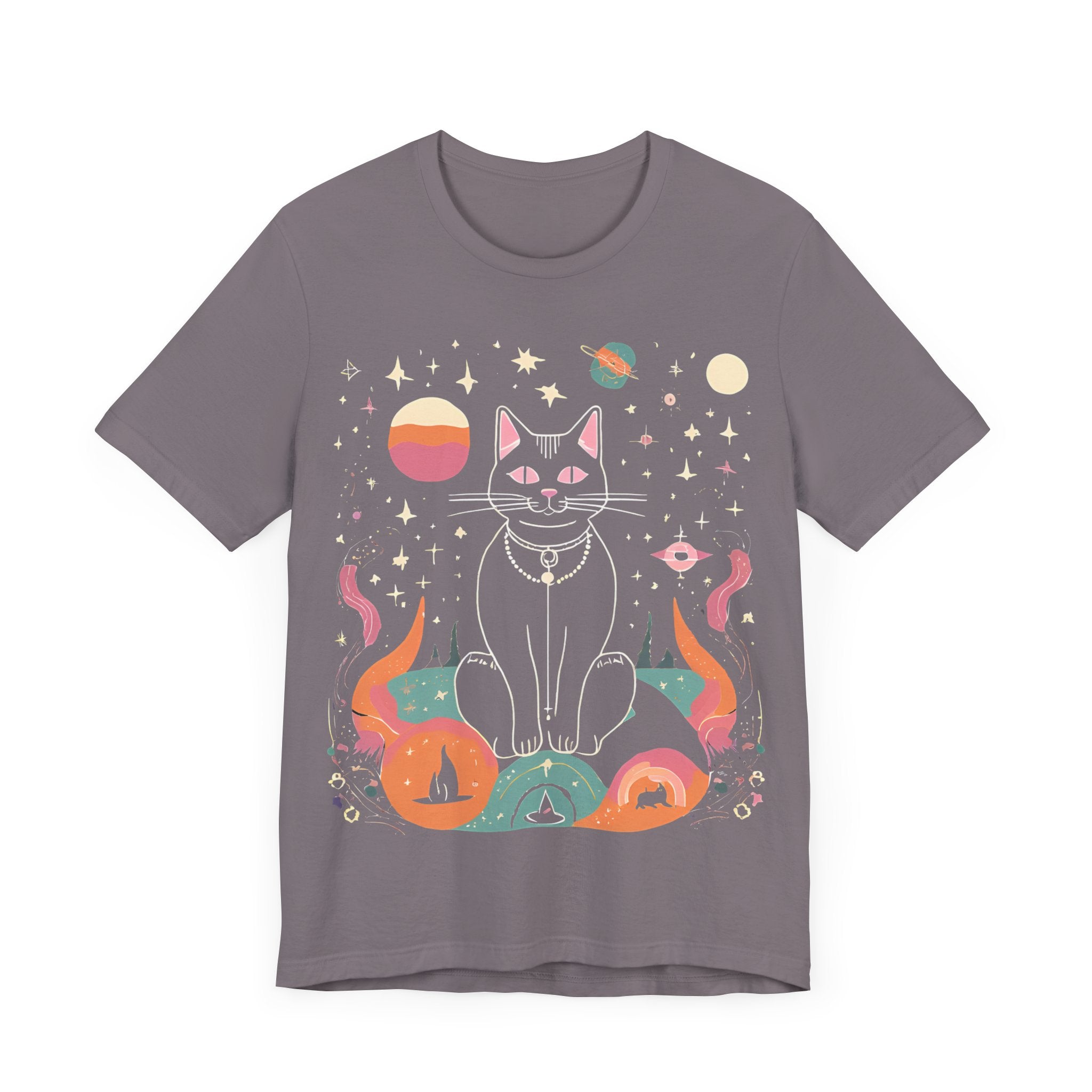 Cosmic Cat Unisex Jersey Tee - Celestial Universe Design