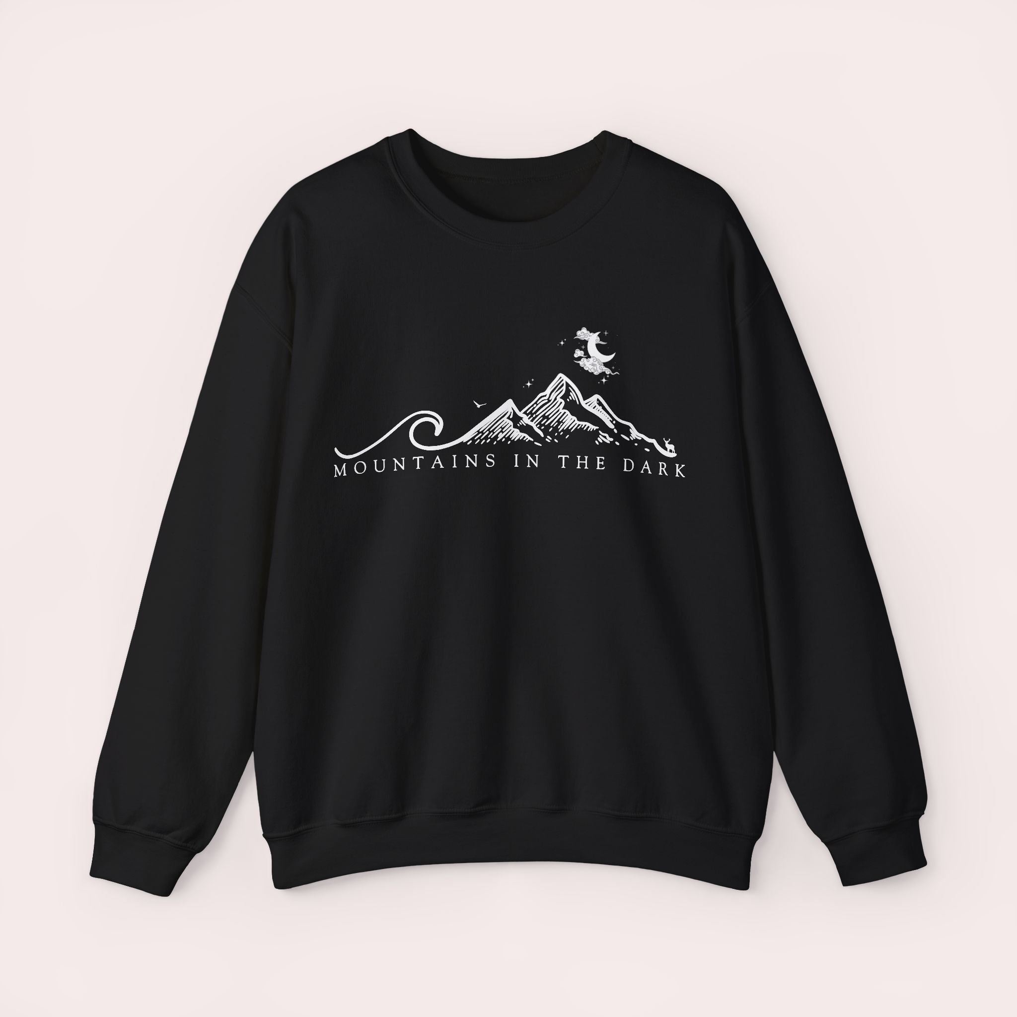 Mountain in the dark Themed - Crewneck Sweatshirt for Adventurers