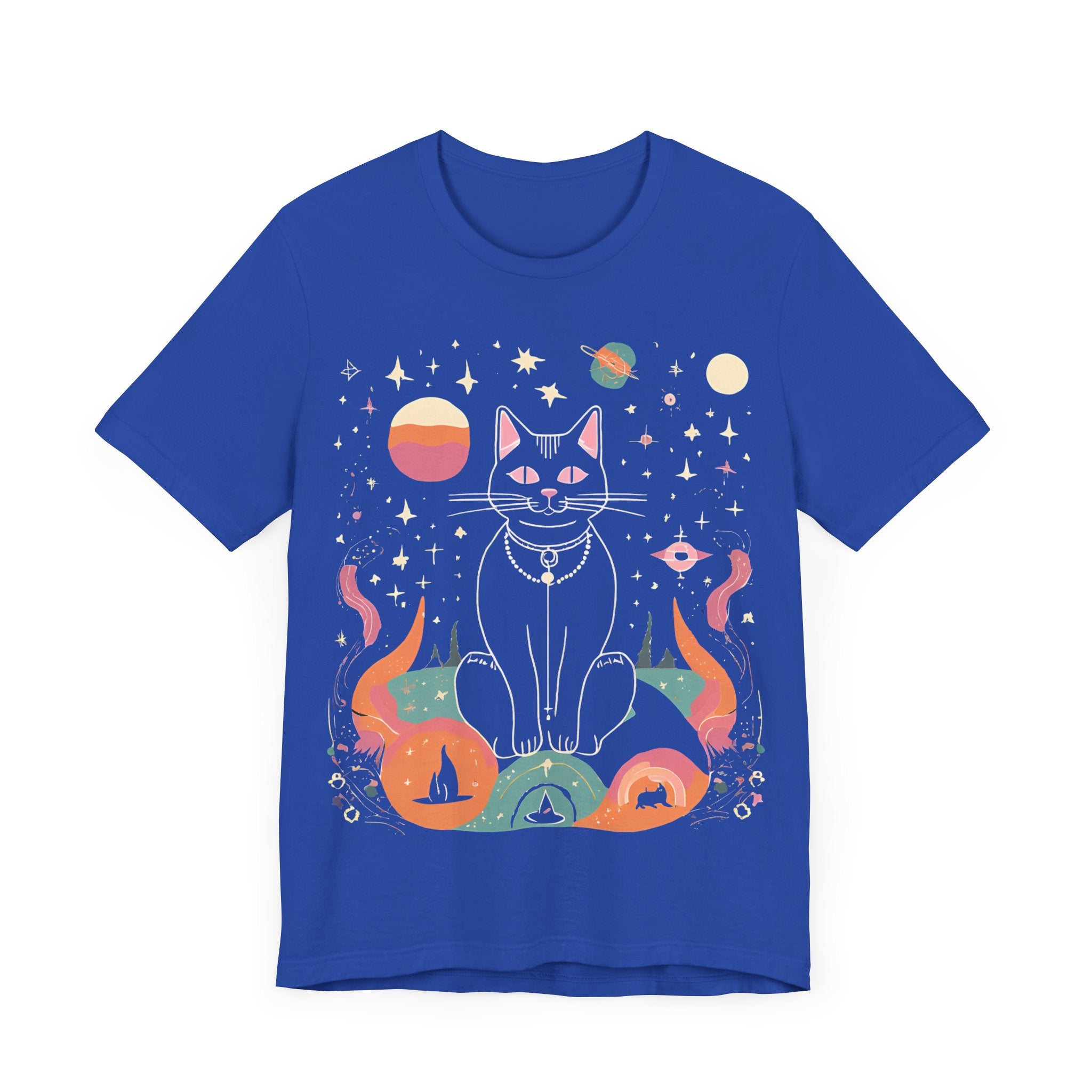 Cosmic Cat Unisex Jersey Tee - Celestial Universe Design