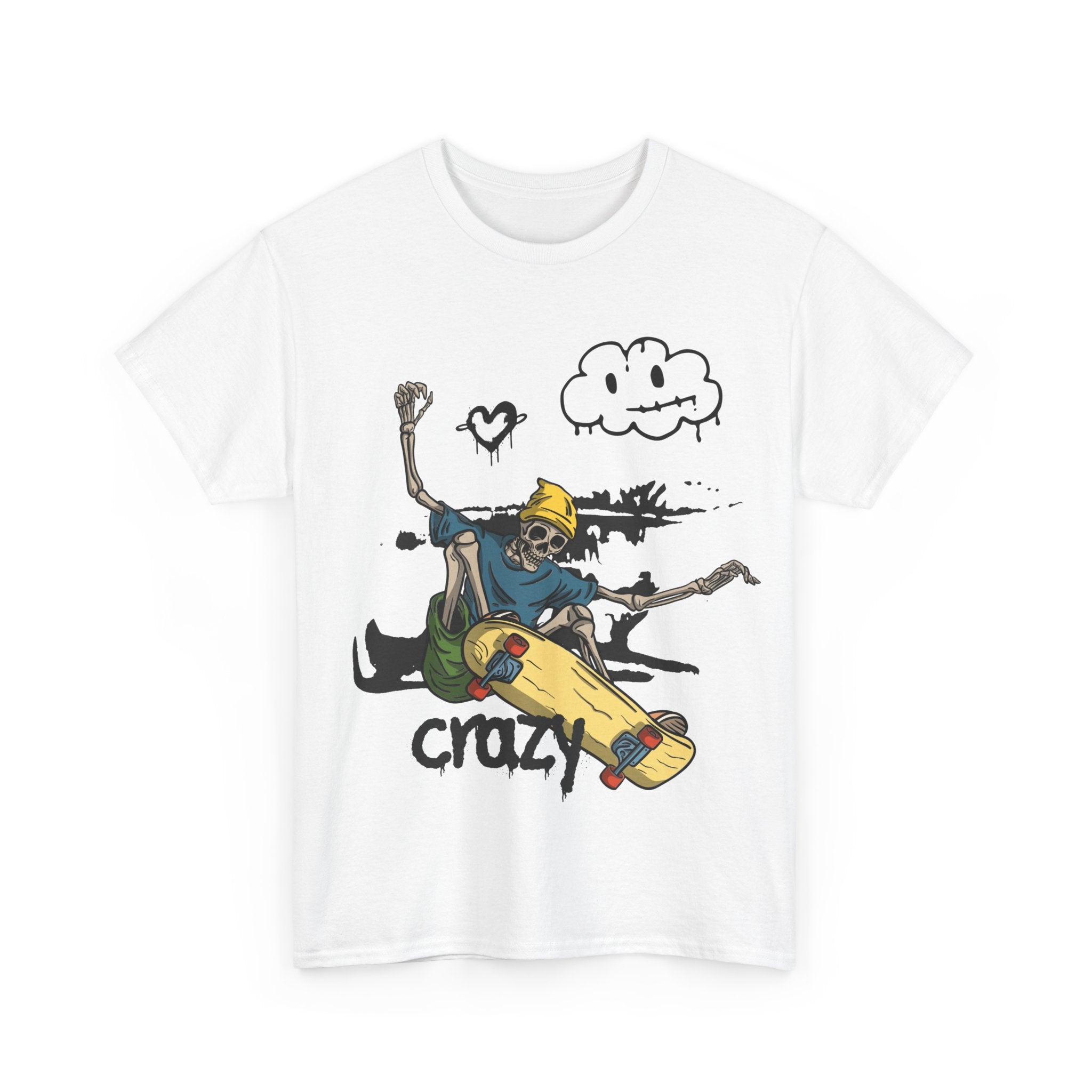 Skateboarder Skeleton - Crazy Vibes Tee for Skate Lovers