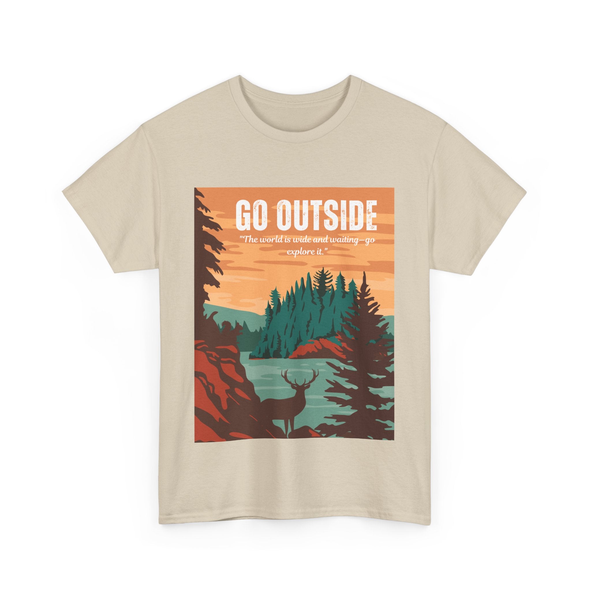 Adventure-Inspired Unisex Heavy Cotton Tee - "Go Outside" Graphic