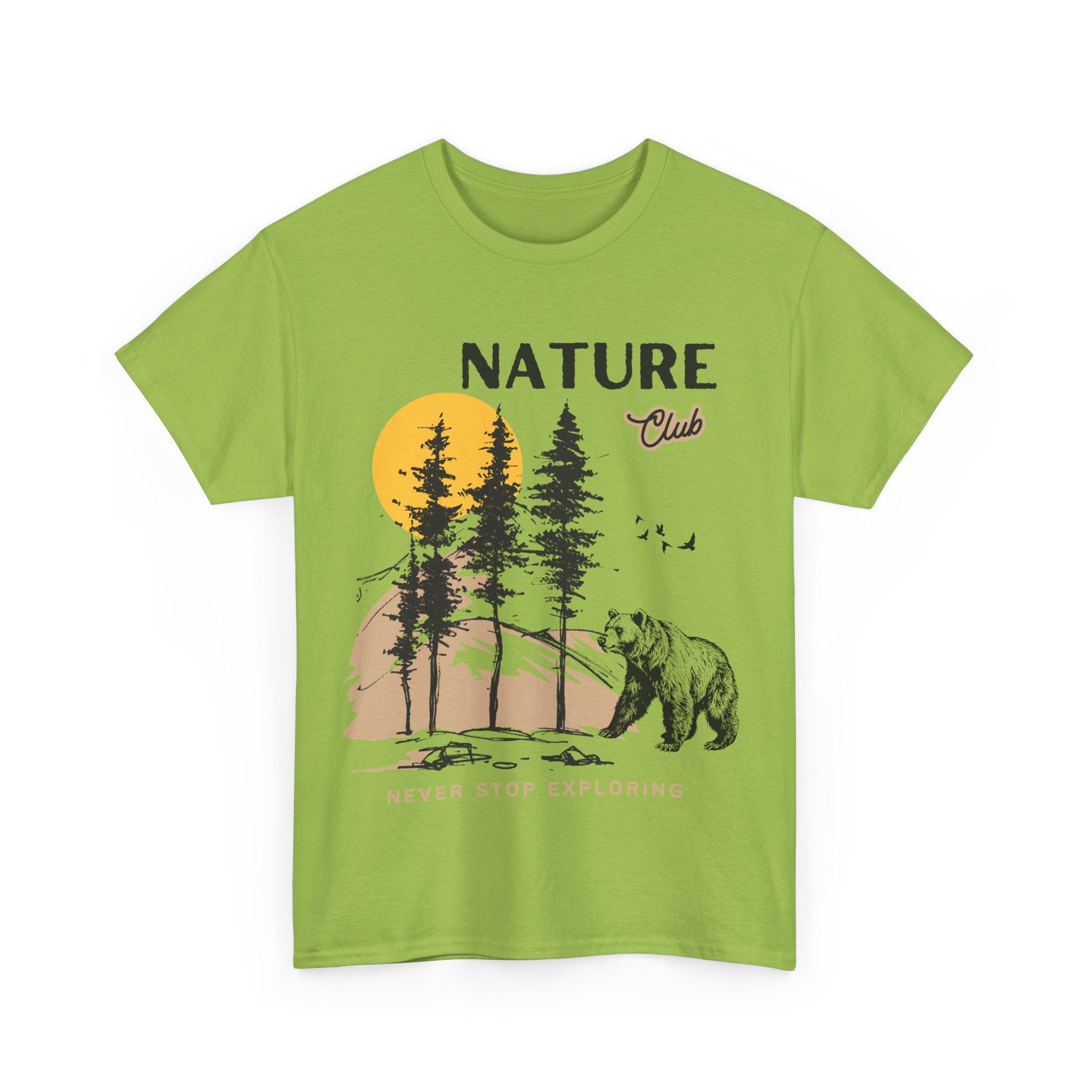 Nature Club Unisex Heavy Cotton Tee - 'Never Stop Exploring' Adventure Apparel