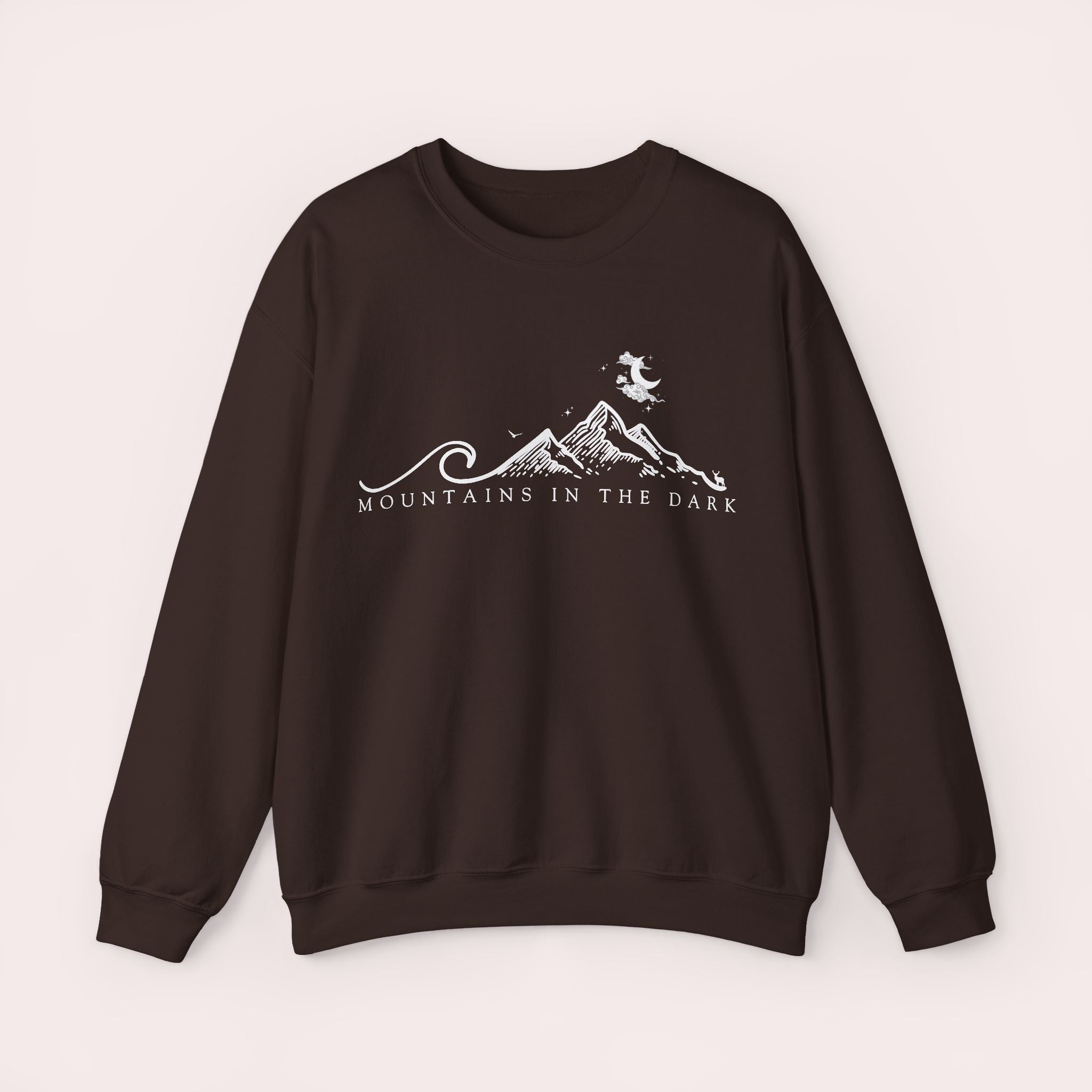 Mountain in the dark Themed - Crewneck Sweatshirt for Adventurers