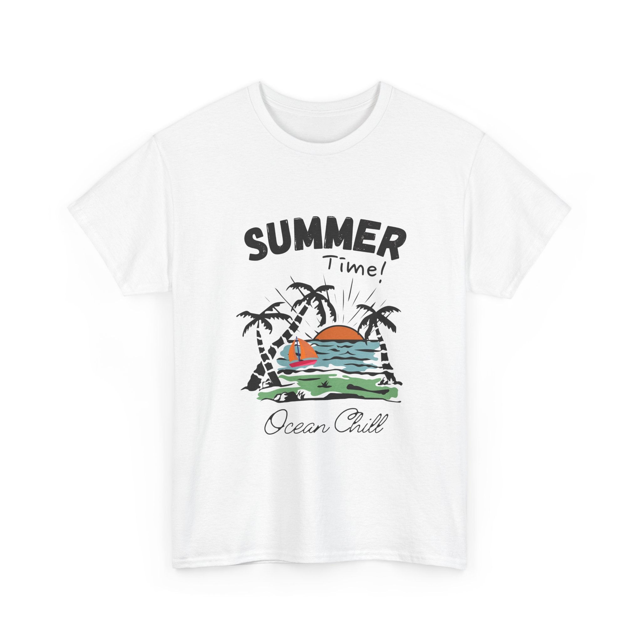 Summer Vibes Unisex Heavy Cotton Tee - Ocean Chill Design