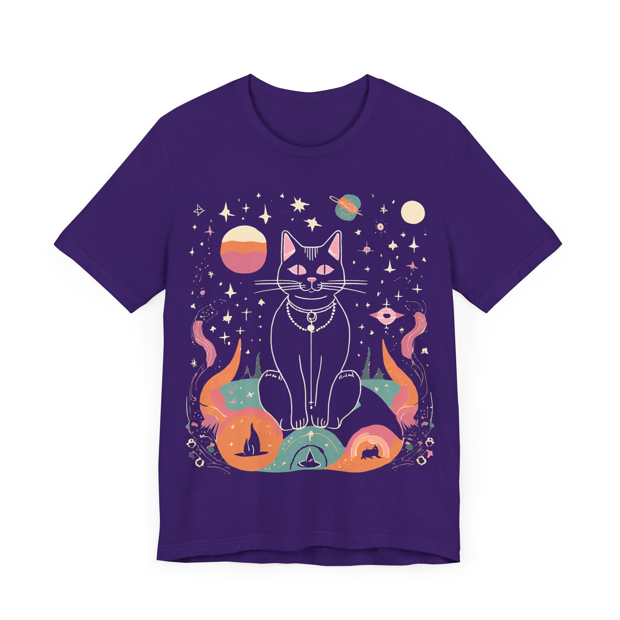 Cosmic Cat Unisex Jersey Tee - Celestial Universe Design
