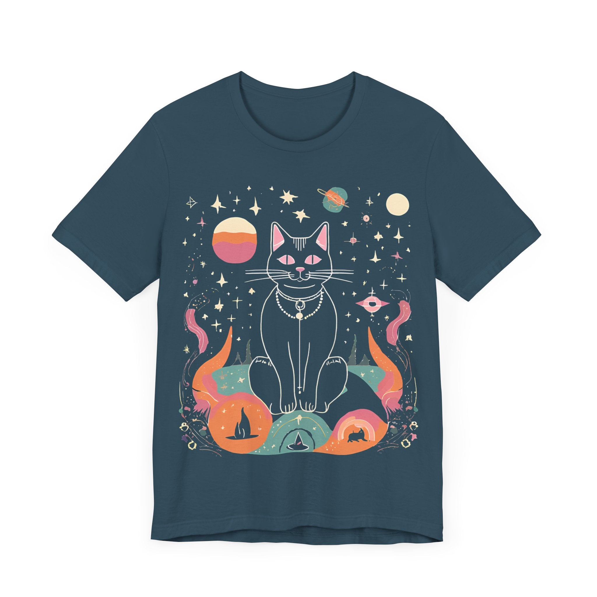 Cosmic Cat Unisex Jersey Tee - Celestial Universe Design