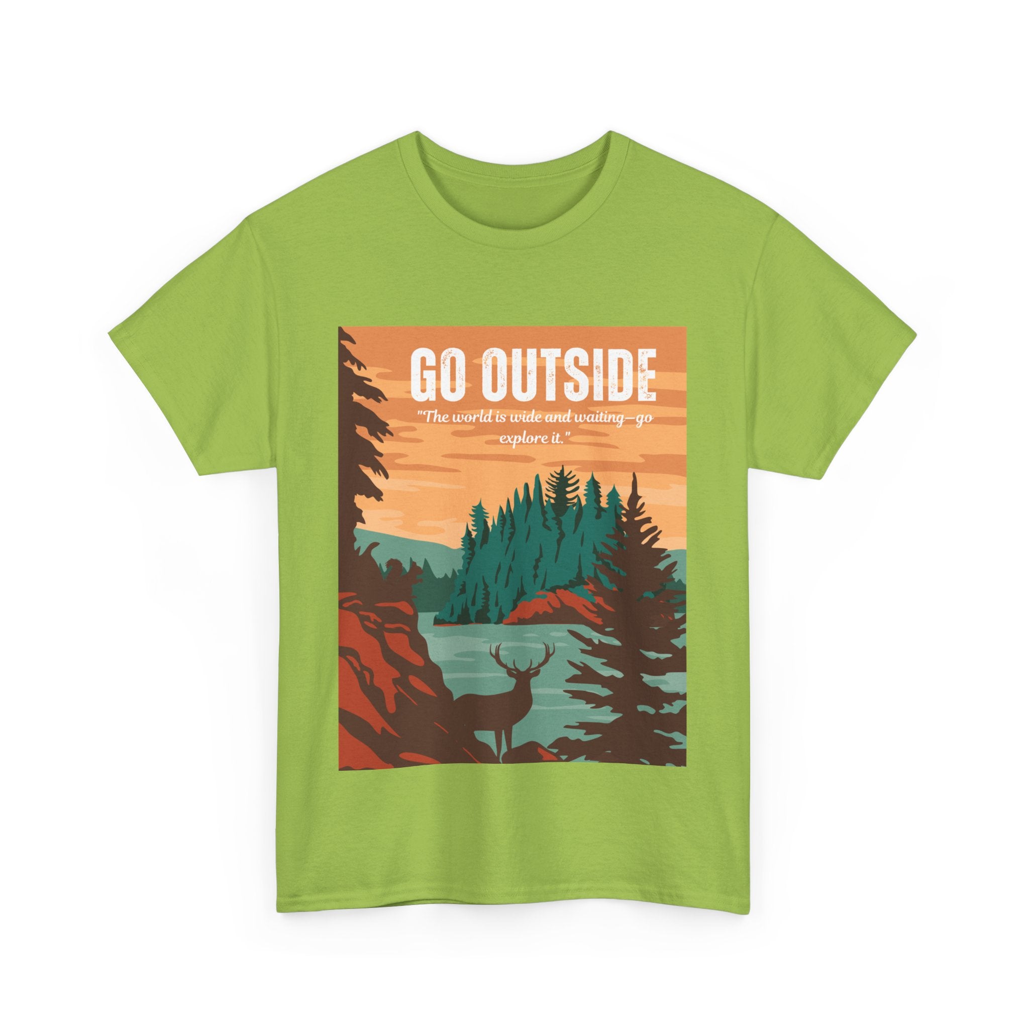 Adventure-Inspired Unisex Heavy Cotton Tee - "Go Outside" Graphic