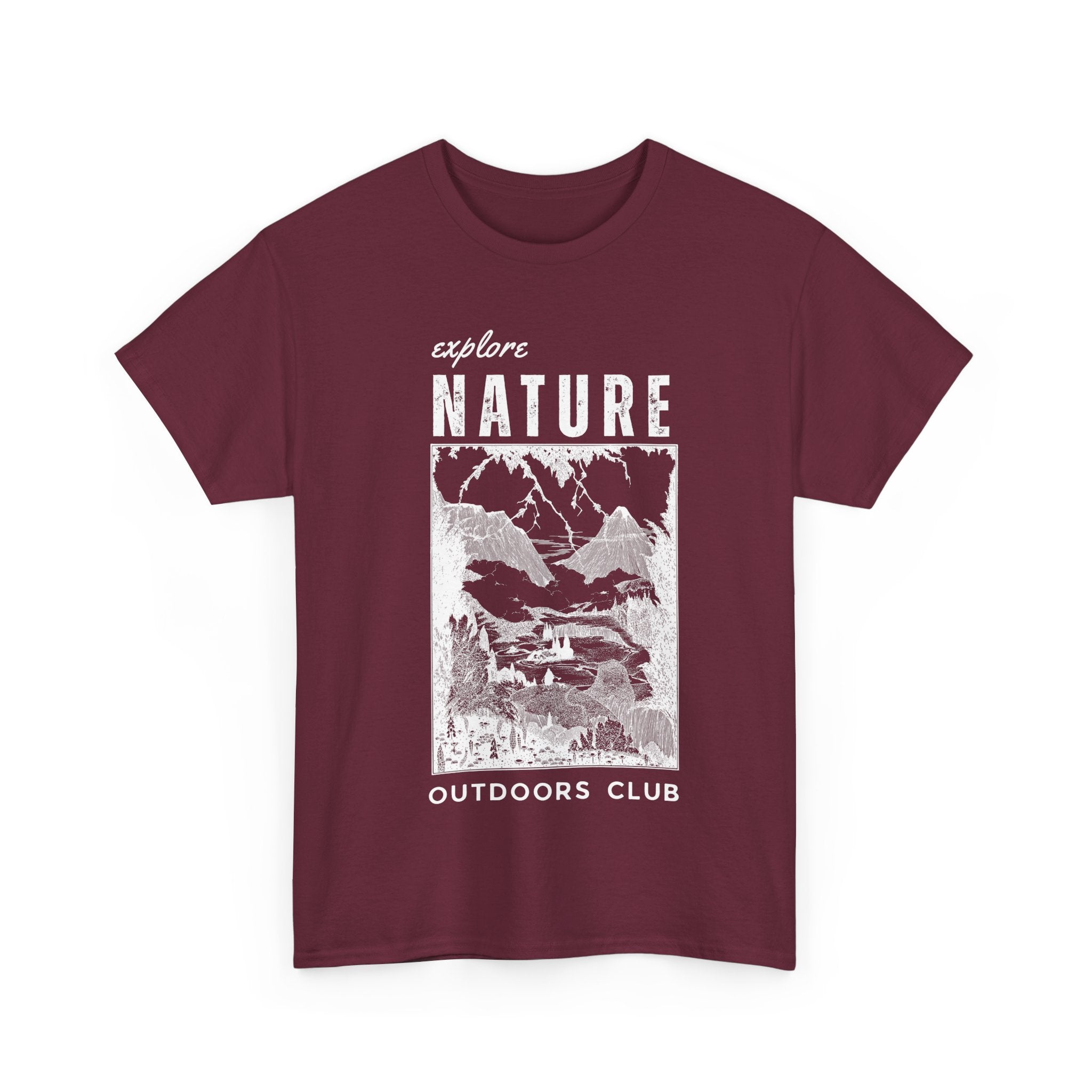 Explore Nature Unisex Heavy Cotton Tee - Adventure Outdoor Club Shirt
