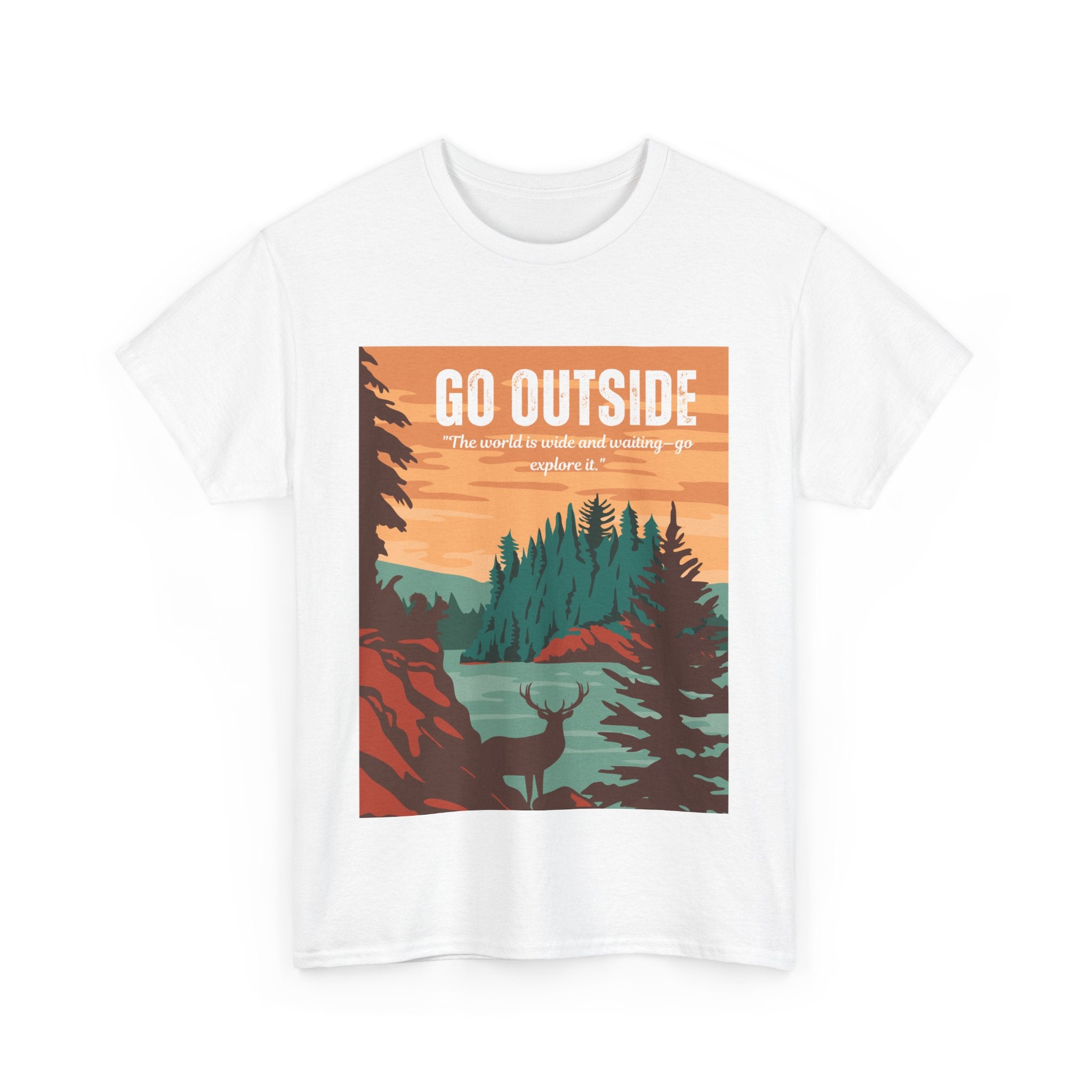 Adventure-Inspired Unisex Heavy Cotton Tee - "Go Outside" Graphic