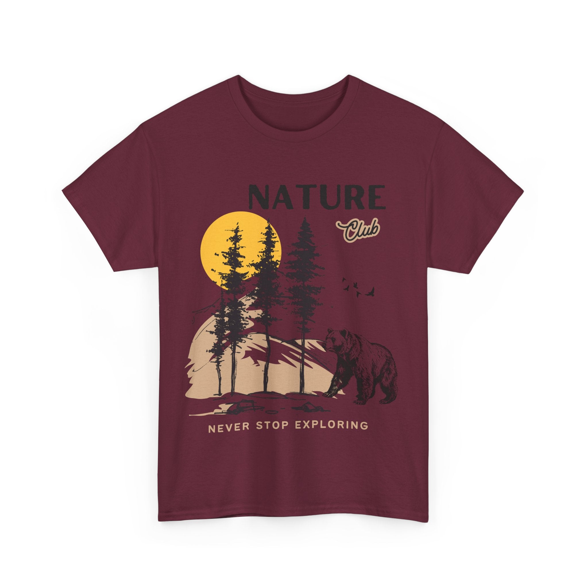 Nature Club Unisex Heavy Cotton Tee - 'Never Stop Exploring' Adventure Apparel