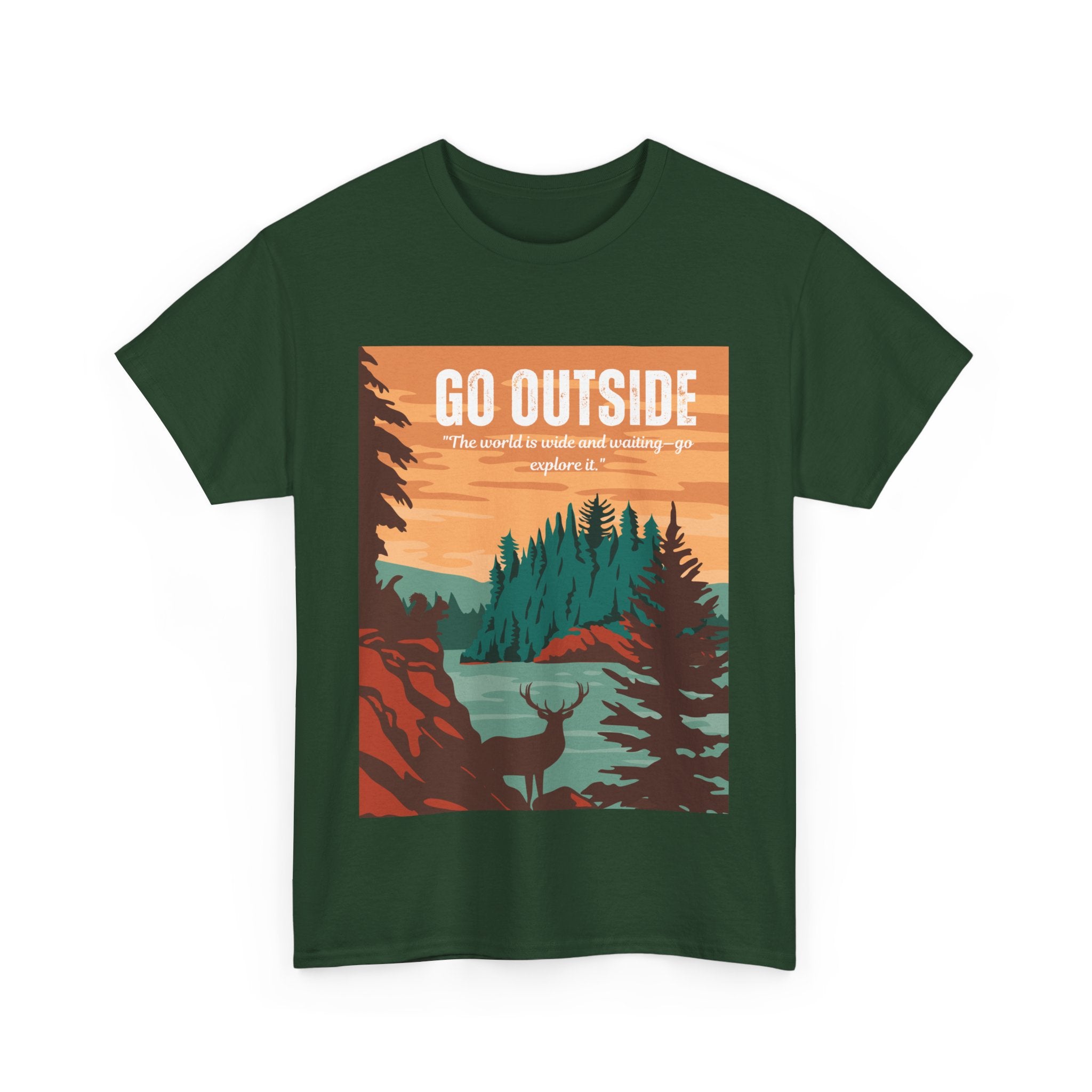 Adventure-Inspired Unisex Heavy Cotton Tee - "Go Outside" Graphic