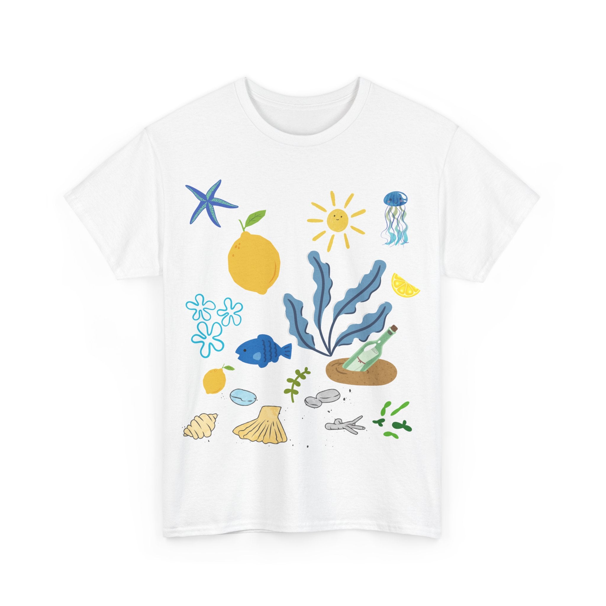 Coastal Vibes Unisex Heavy Cotton Tee | Beach-Themed T-Shirt, Summer Wear, Ocean Lover Gift, Vacation Outfit, Casual Style