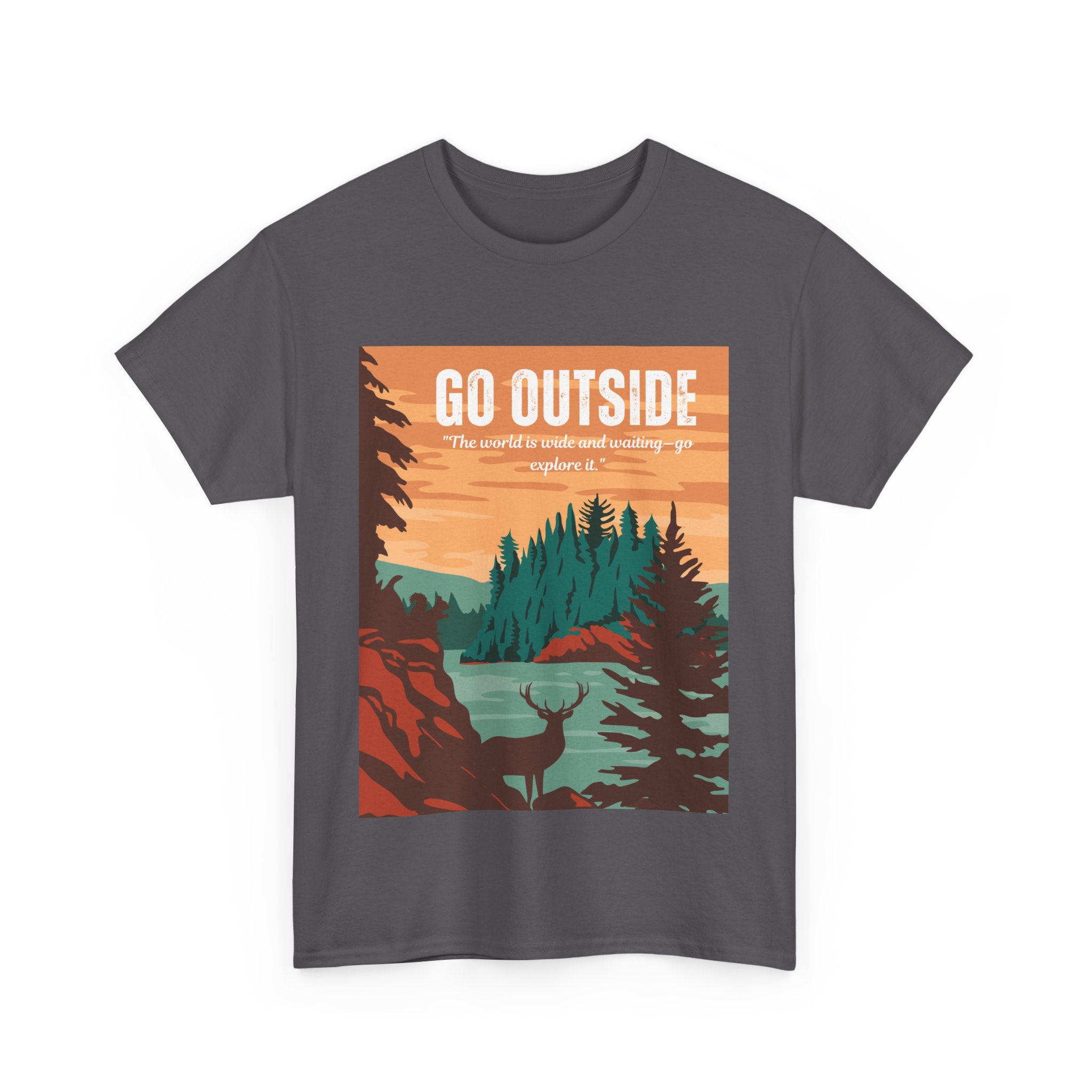 Adventure-Inspired Unisex Heavy Cotton Tee - "Go Outside" Graphic