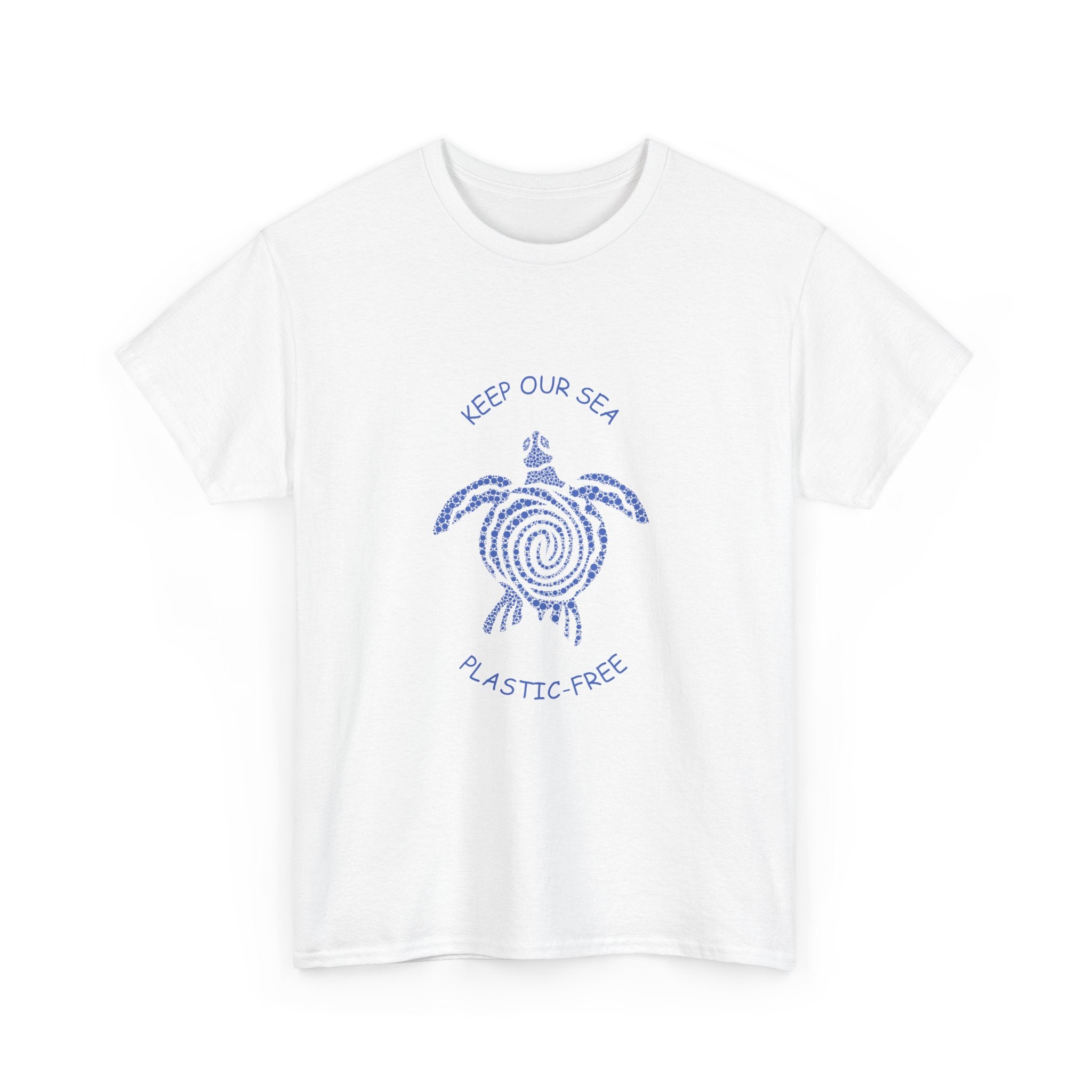"Keep Our Sea Plastic-Free" Graphic. Eco-Friendly Unisex Cotton Tee