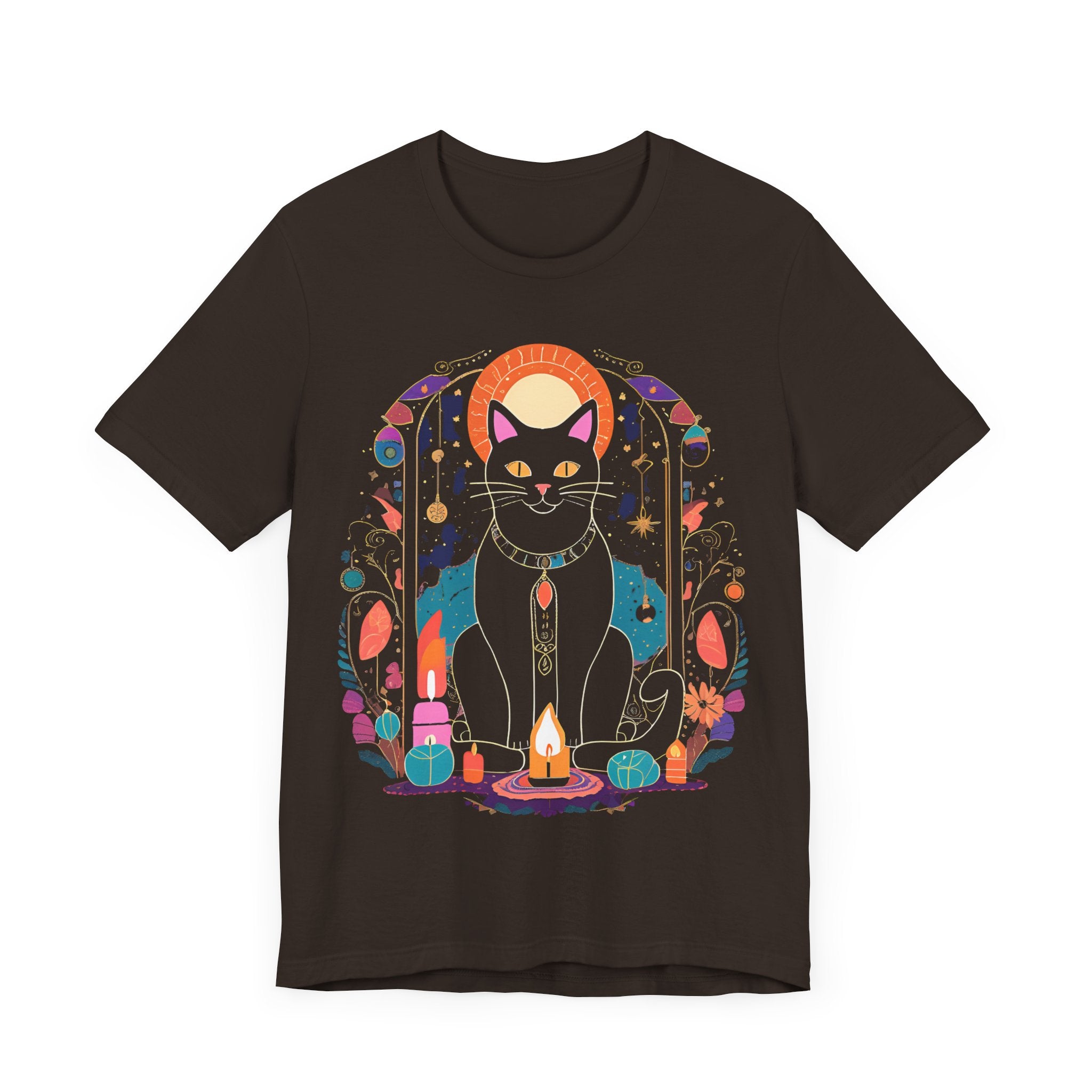 Mystical Black Cat Tee - Unisex Jersey Short Sleeve T-Shirt for Cat Lovers & Halloween