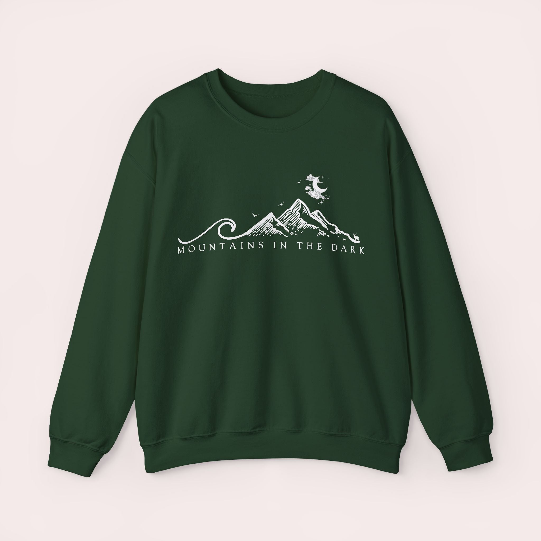 Mountain in the dark Themed - Crewneck Sweatshirt for Adventurers