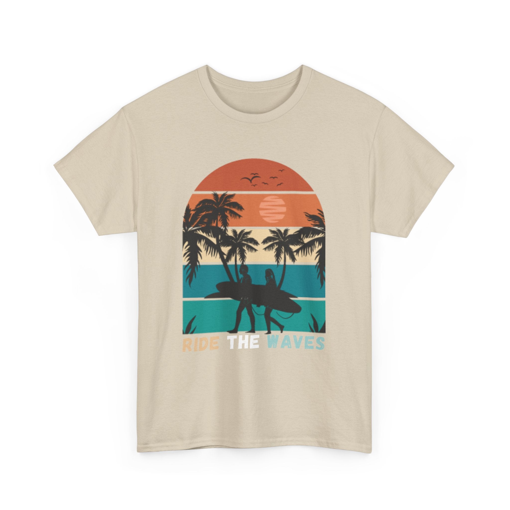 Ride The Waves Unisex Heavy Cotton Tee - Surf Vibe Shirt