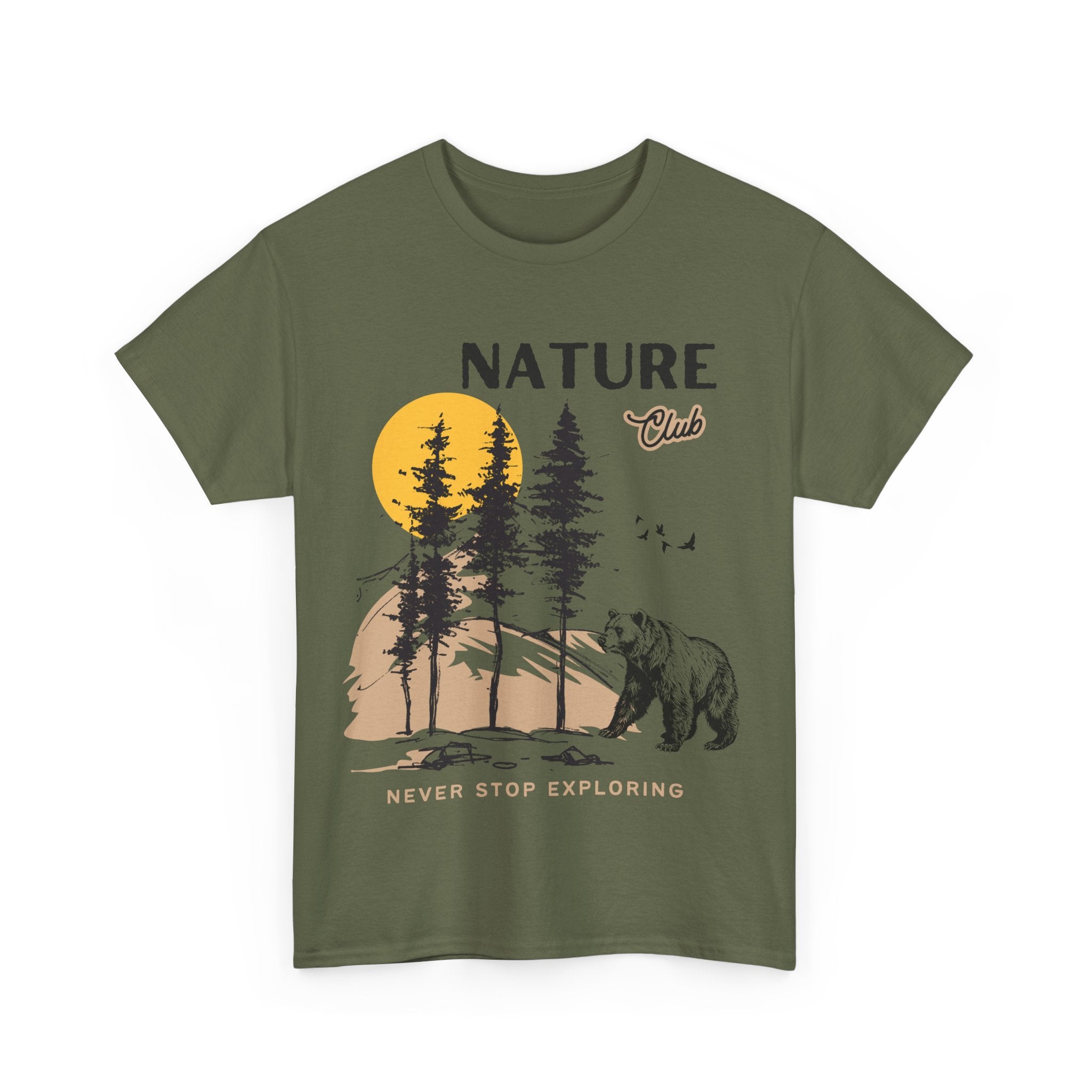 Nature Club Unisex Heavy Cotton Tee - 'Never Stop Exploring' Adventure Apparel