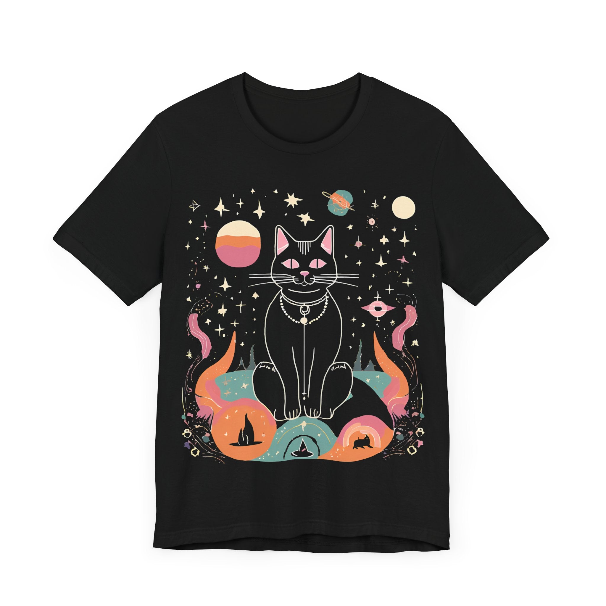 Cosmic Cat Unisex Jersey Tee - Celestial Universe Design