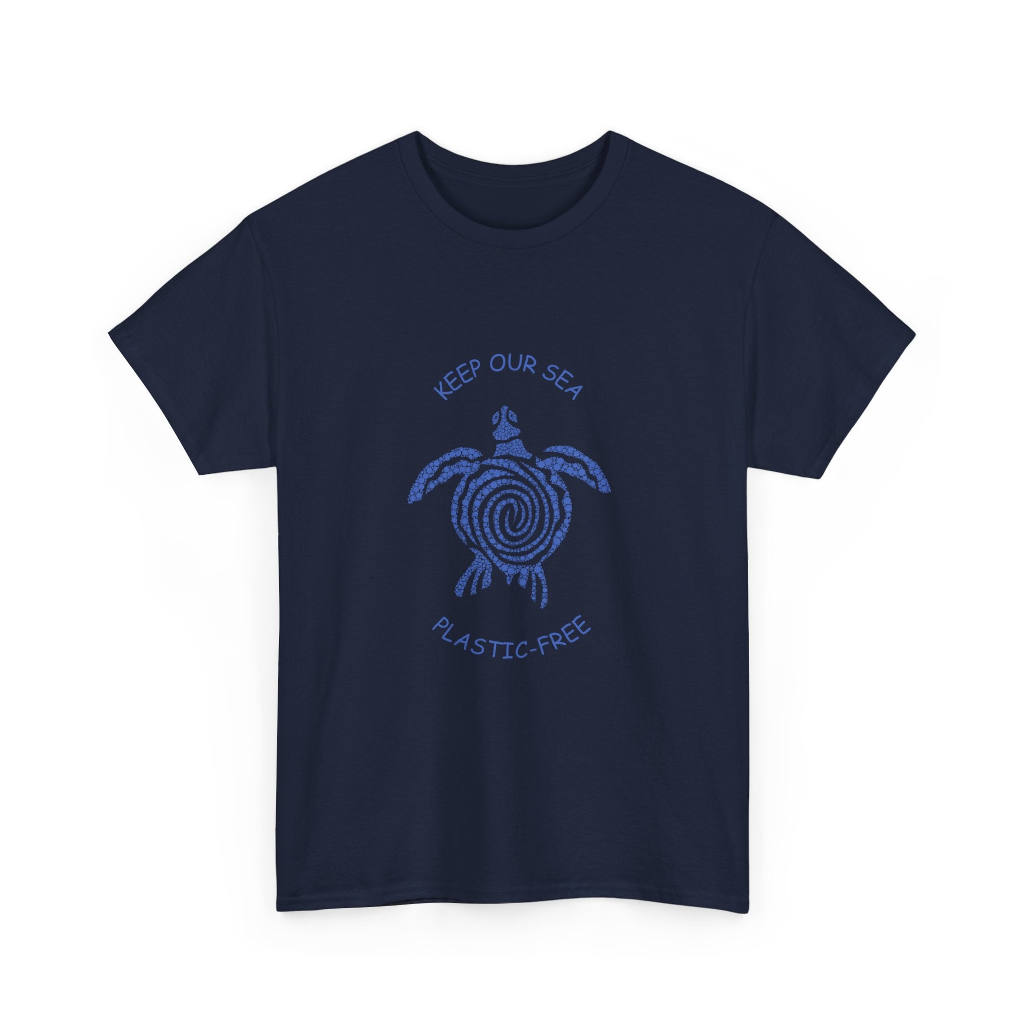 "Keep Our Sea Plastic-Free" Graphic. Eco-Friendly Unisex Cotton Tee