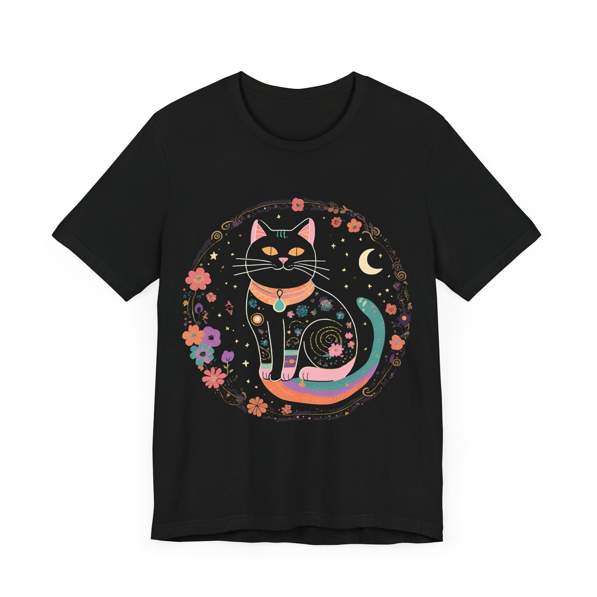 Colorful Cat Graphic Tee - Whimsical Unisex Jersey Shirt for Cat Lovers