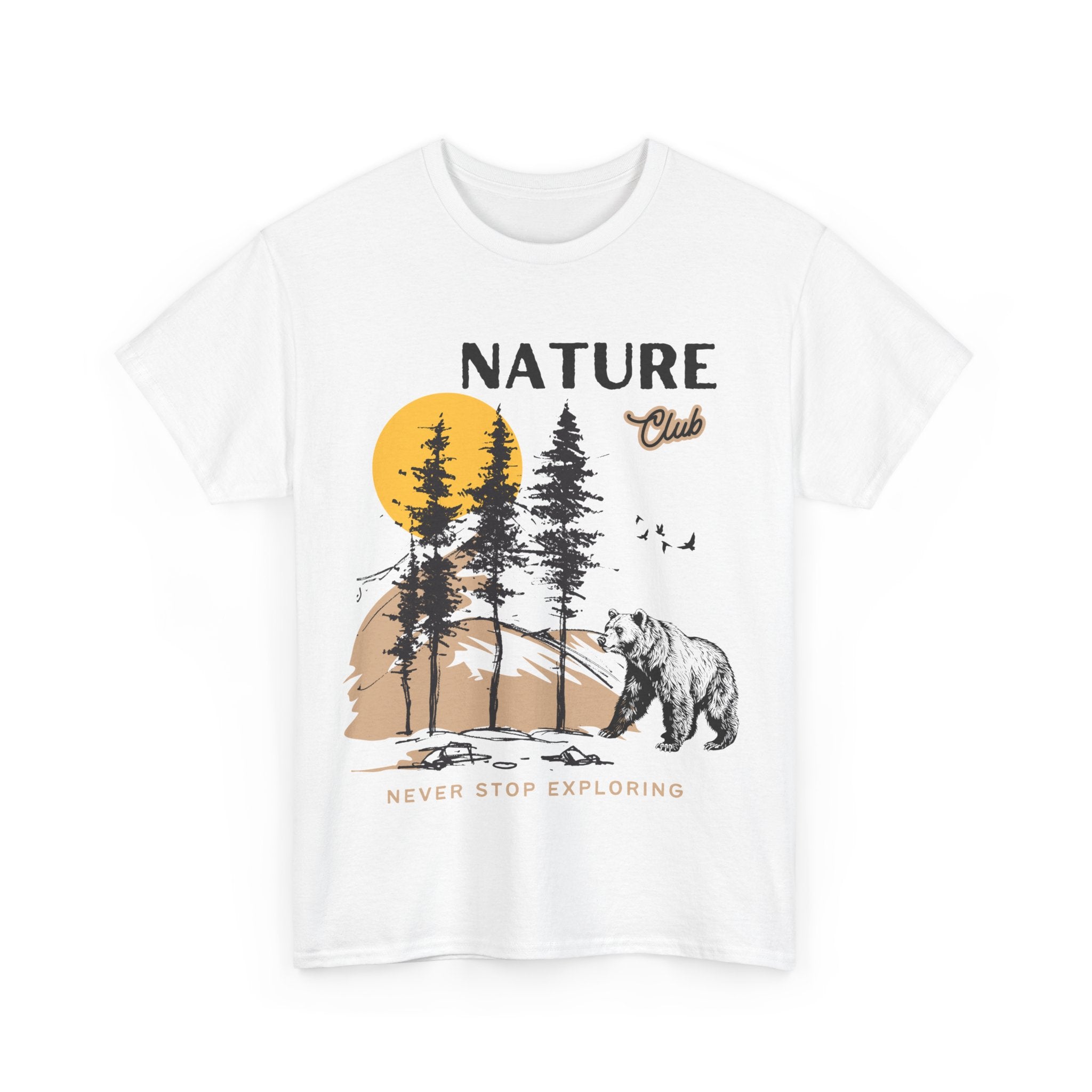 Nature Club Unisex Heavy Cotton Tee - 'Never Stop Exploring' Adventure Apparel